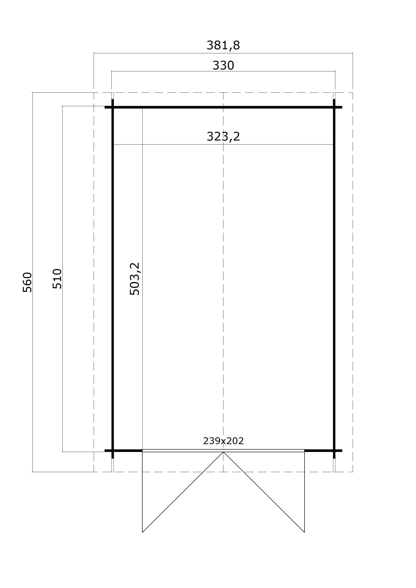 Nordic Holz Einzelcarport »MAURITIUS 34«, 229 cm, Natur, breites Vollholz-Garagentor