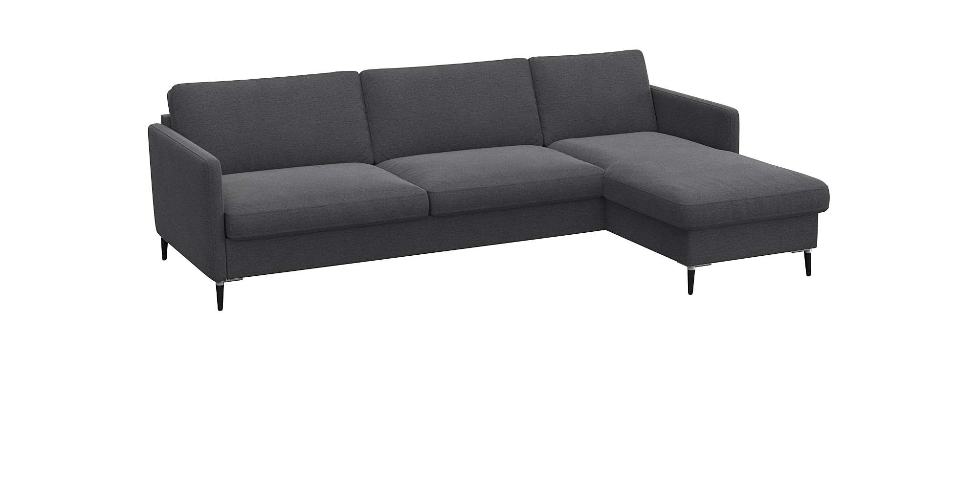 FLEXLUX Ecksofa »Fiore, super Sitzkomfort durch Kaltschaum im Sitz, L-Form«, schmale Armlehnen, Füße Alu+schwarz