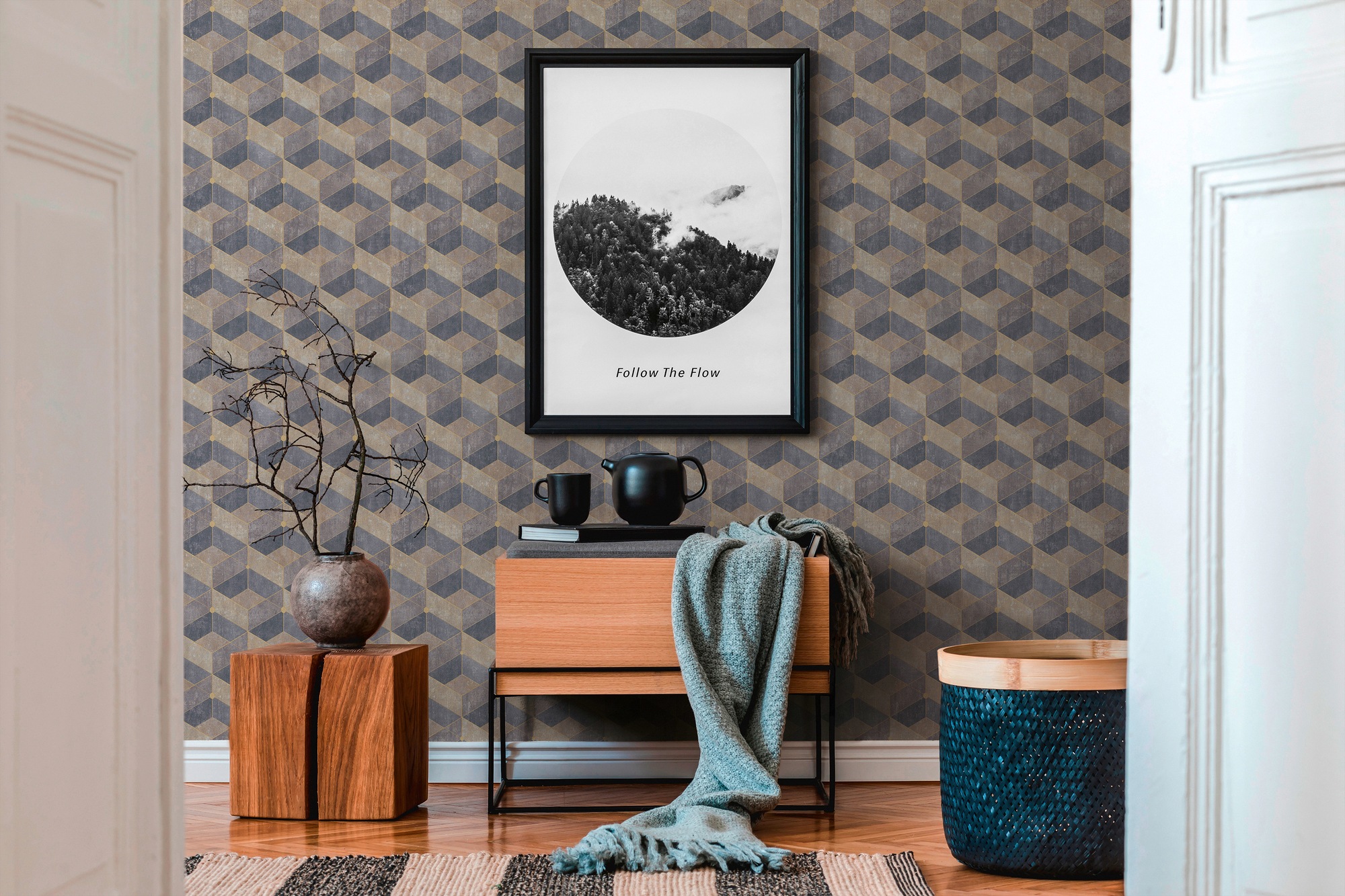 living walls 3D-Tapete »Titanium«, 3D-Optik-geometrisch-grafisch, Geometrisch Tapete 3D Effekt Tapeten Wohnzimmer Schlafzimmer Küche