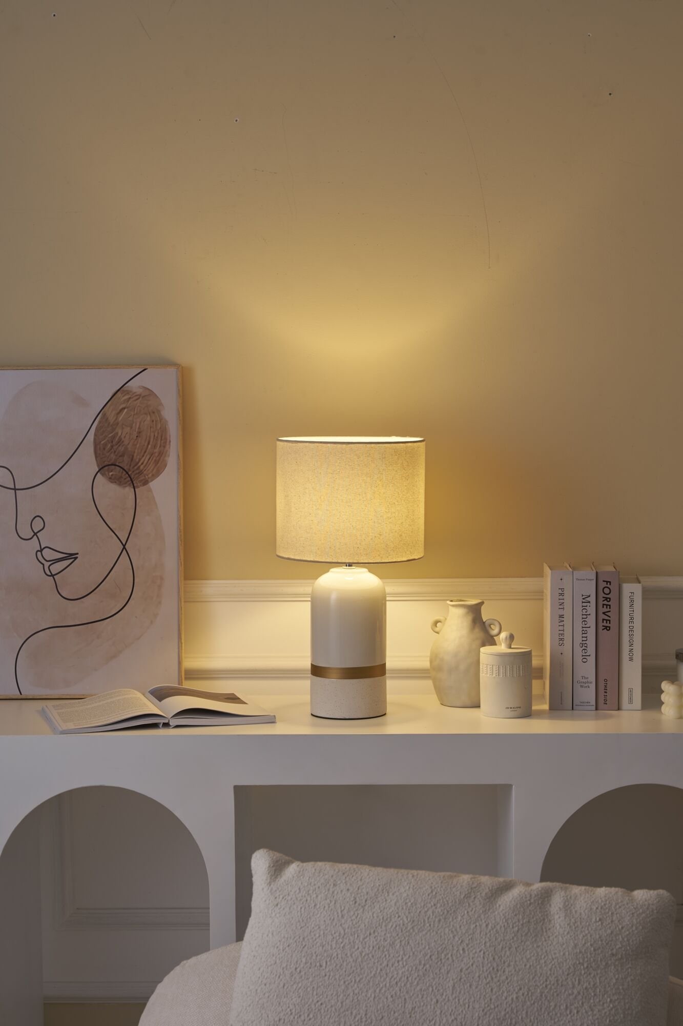 Pauleen Tischleuchte »Glowing Soul max20W Weiß/Beige 230V Stoff/Keramik«, 1 flammig, Leuchtmittel E14 | ohne Leuchtmittel, E14