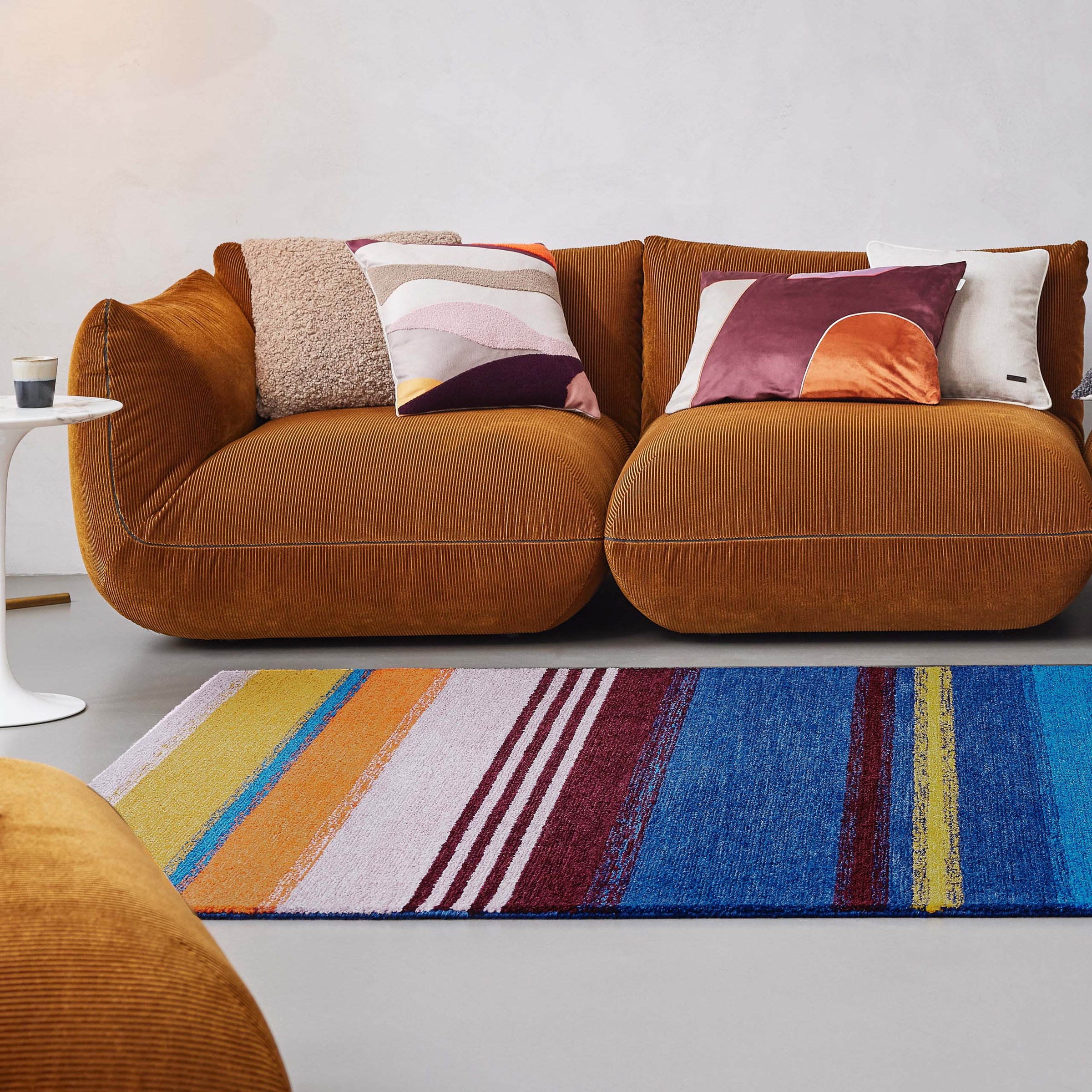 Wecon home Teppich »Petrol«, rechteckig, 7 mm Höhe, handgefertigt, pflegeleicht, gestreift, Wohnzimmer, Schlafzimmer