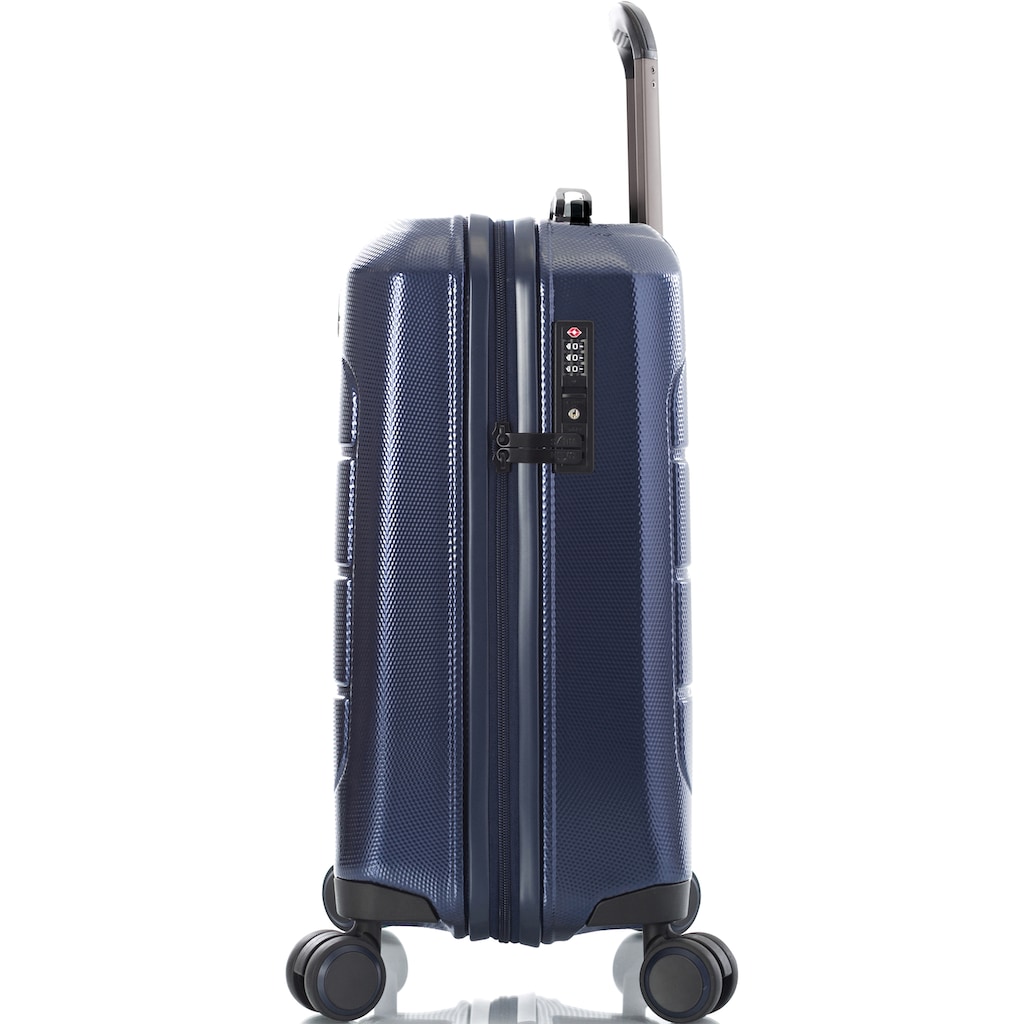 Heys Hartschalen-Trolley »Eco Case, 53 cm, Navy Blau«, 4 Rollen, Handgepäck-Koffer Reisegepäck zum Teil aus recyceltem Material