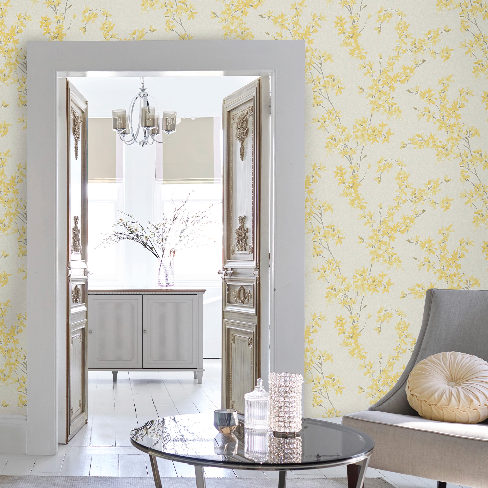 LAURA ASHLEY Vliestapete »Forstyhia« gemustert FSC® zertifiziert, mit lebhaftem Druck, 10 Meter Länge