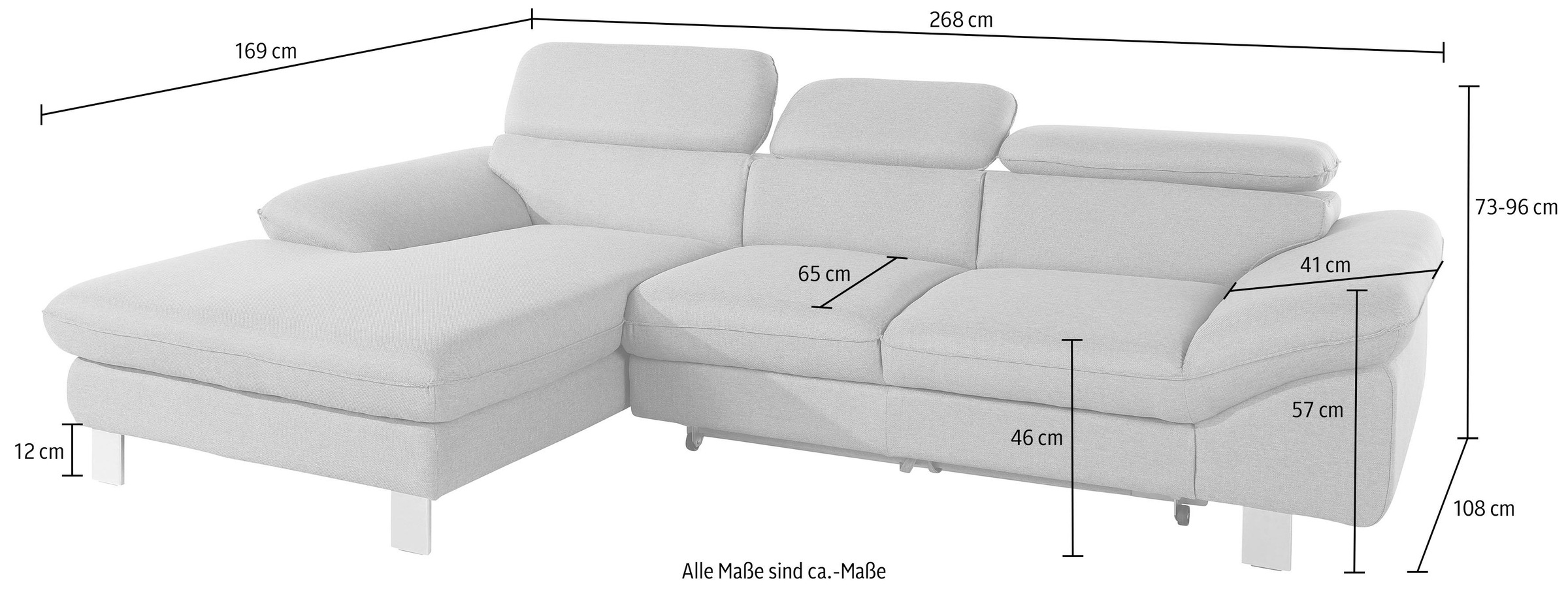 COTTA Ecksofa »Driver L-Form«, mit Kopfteilverstellung, wahlweise mit Bettfunktion & Bettkasten