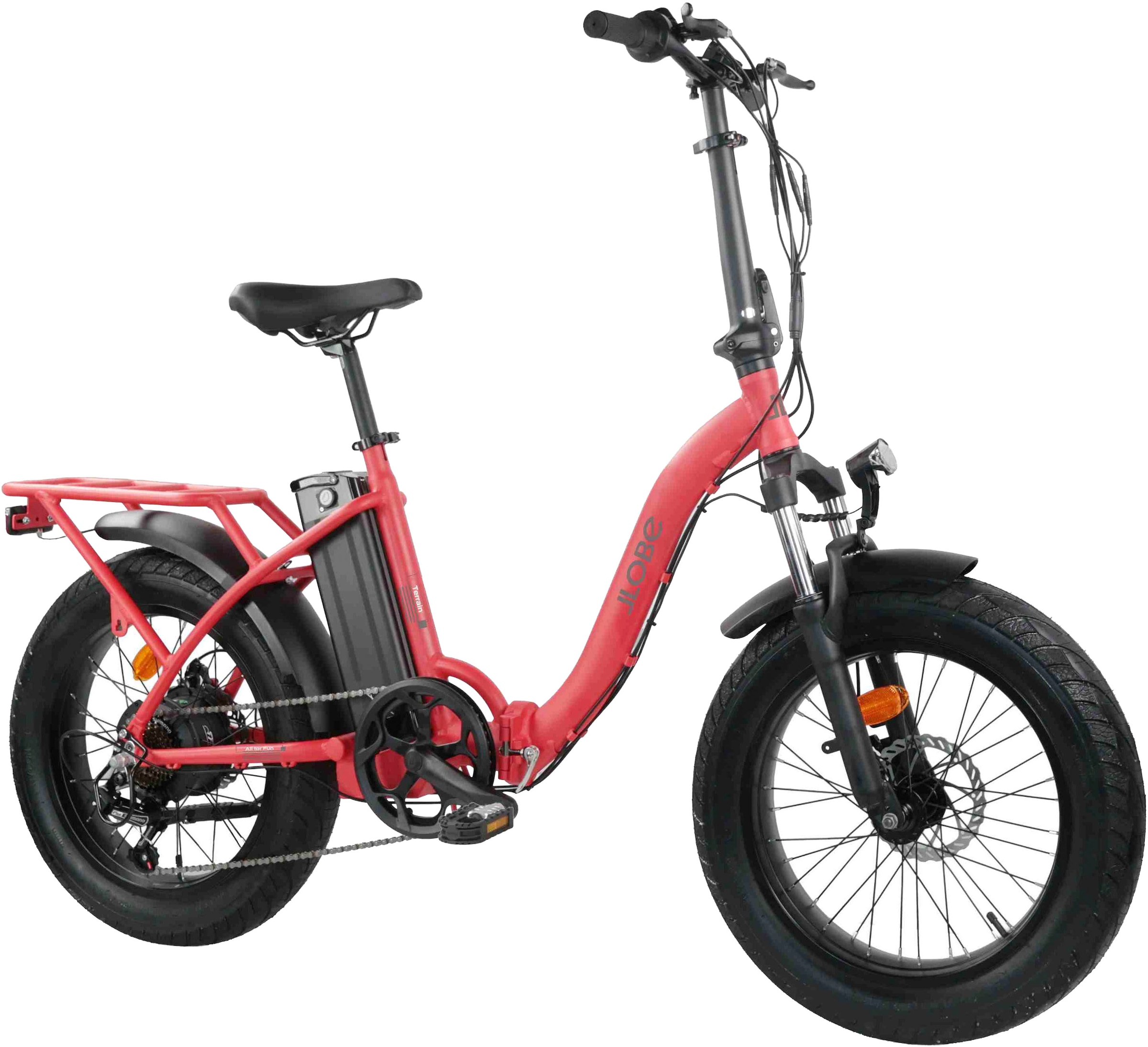 LLobe »Elektro Faltrad 20" Terrain rot« 7 Gang Shimano Tourney Schaltwerk Kettenschaltung Heckmotor 250 W