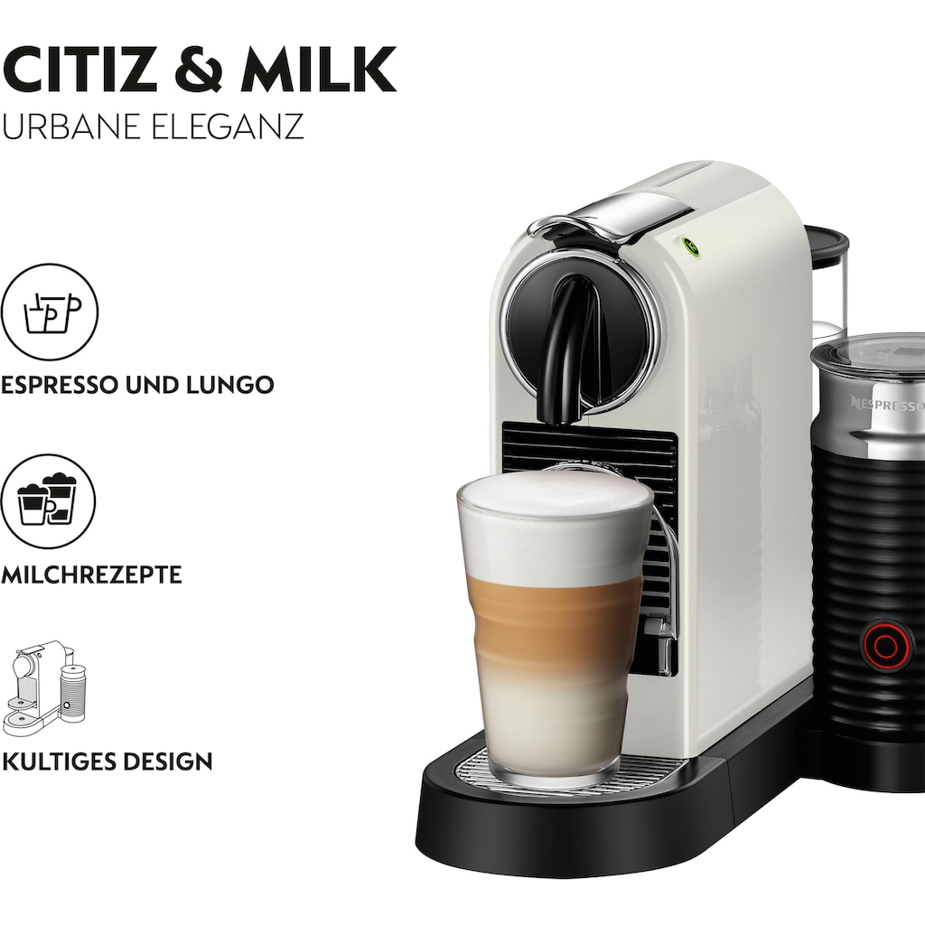 Nespresso Kapselmaschine »CITIZ EN 267.WAE von DeLonghi, White«, inkl. Aeroccino Milchaufschäumer, Willkommenspaket mit 7 Kapseln