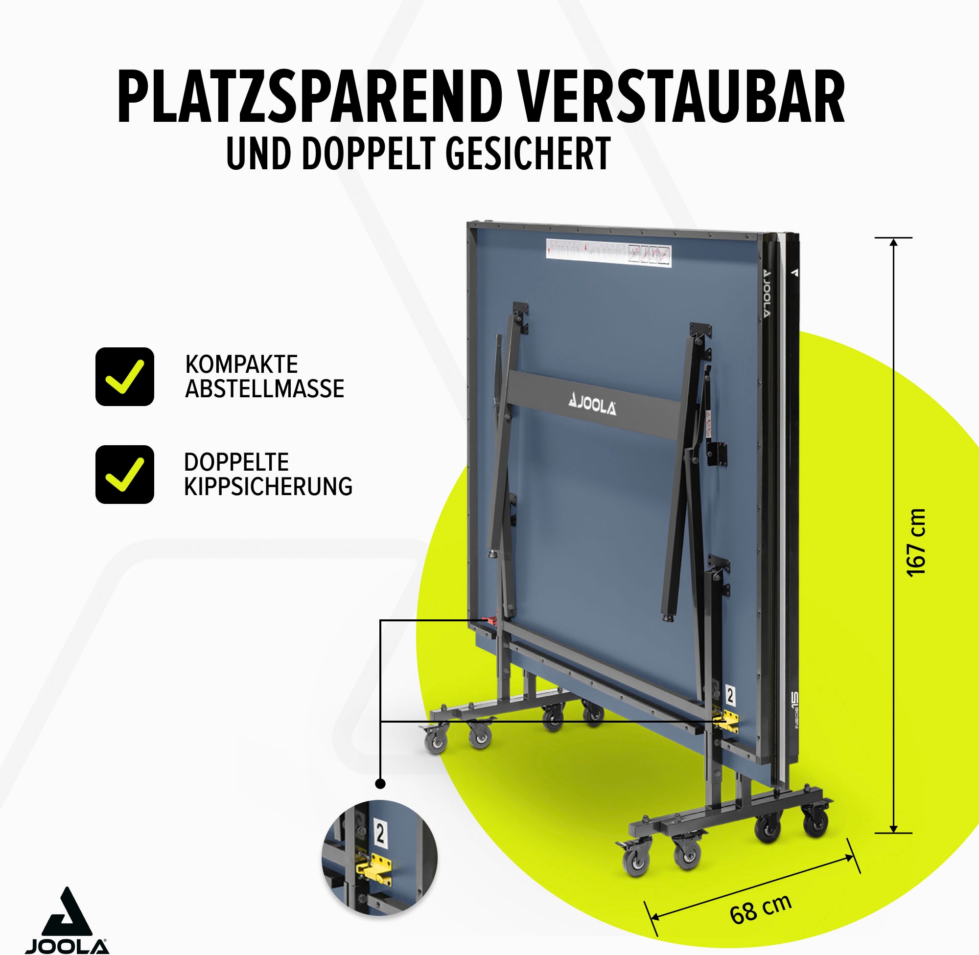 Joola Tischtennisplatte »Inside 15«, (Packung), Indoor Tischtennistisch - klappbares Untergestell, inkl. Netz