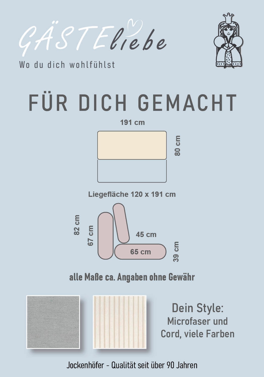 Jockenhöfer Gruppe Schlafsofa »B: 191 cm, Liegefl. 120x191 cm« mit Bettfunktion & Bettkasten