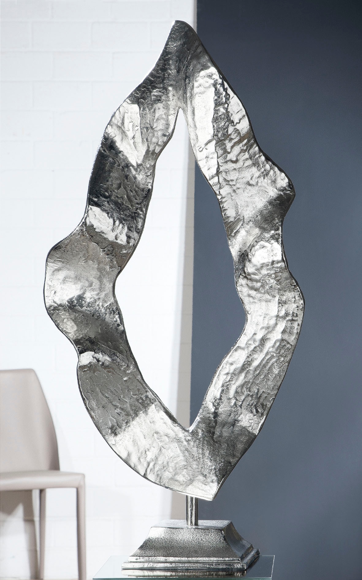 GILDE Dekoobjekt »Skulptur Flamme, silber«, Höhe 81 cm, aus Metall,  Wohnzimmer auf Raten kaufen