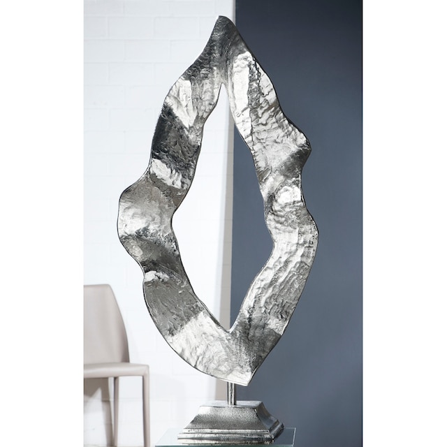 Metall, 81 cm, GILDE Höhe silber«, Flamme, kaufen Raten »Skulptur auf Wohnzimmer Dekoobjekt aus