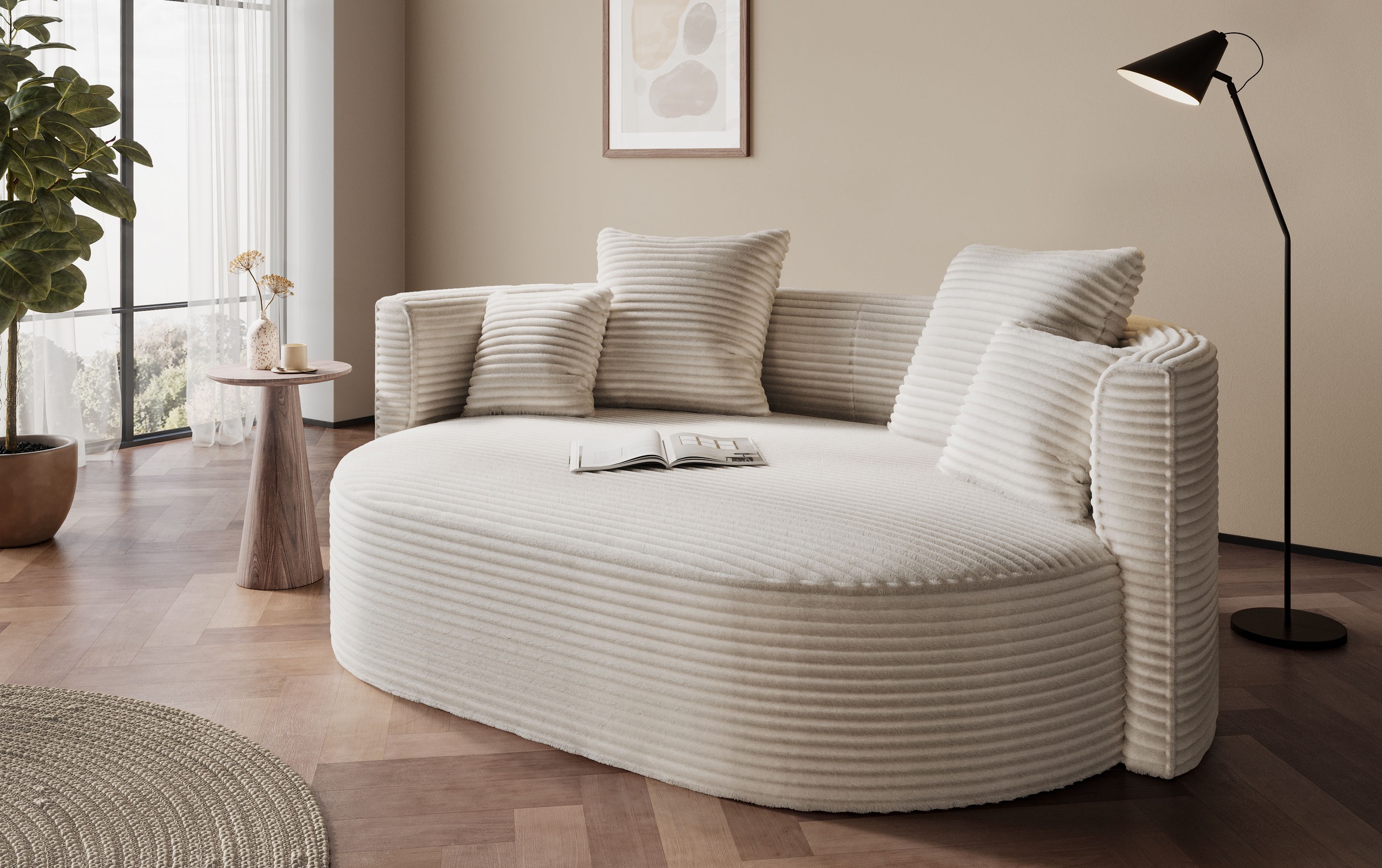 LeGer Home by Lena Gercke 2,5-Sitzer "ISALIE, rundes Loungesofa, mit Kissen günstig online kaufen