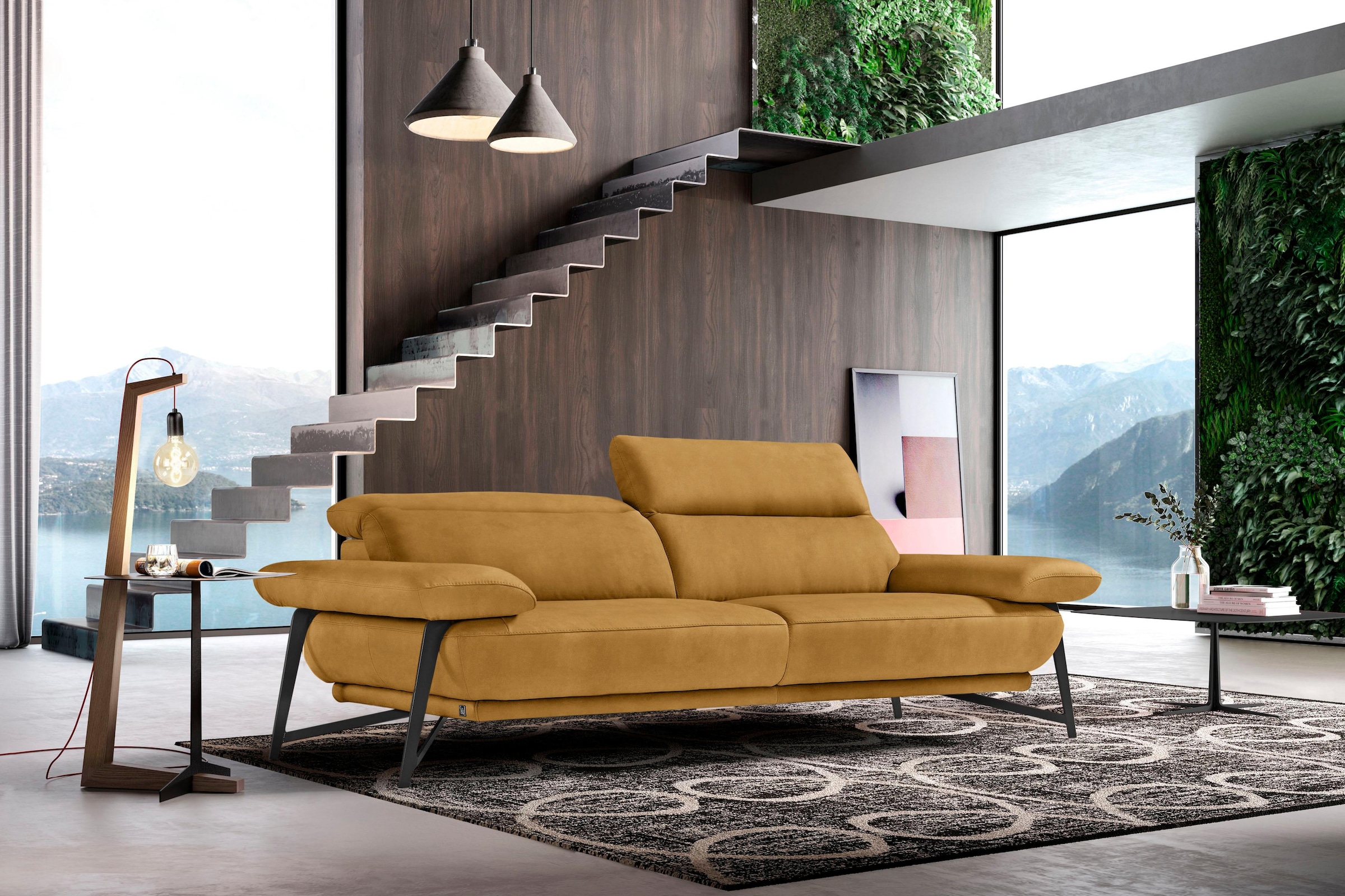 Egoitaliano Polstergarnitur »Anais, Design mit hohem Sitzkomfort für mehr Bequemlichkeit«, Set: bestehend aus Sofa und Ottomane, inkl. Kopfteilverstellung