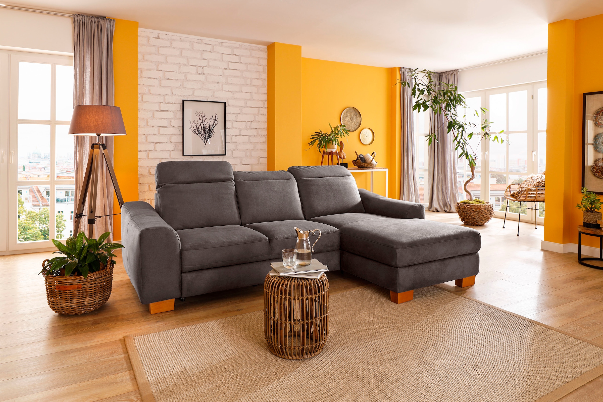 Home affaire Ecksofa "Dundee L-Form" wahlweise mit Kopfteilverstellung und günstig online kaufen