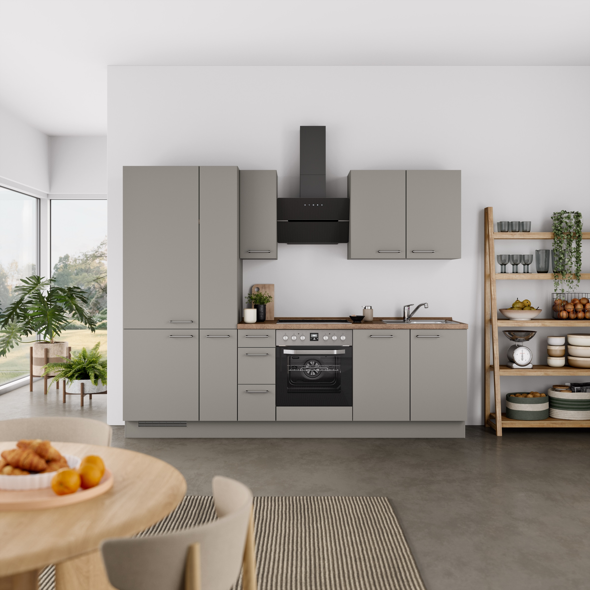 nobilia® Küchenzeile »"Laser II", Ausrichtung wählbar, Breite 270 cm« vormontiert, wahlw. mit unterschiedlichen E-Geräten-Sets