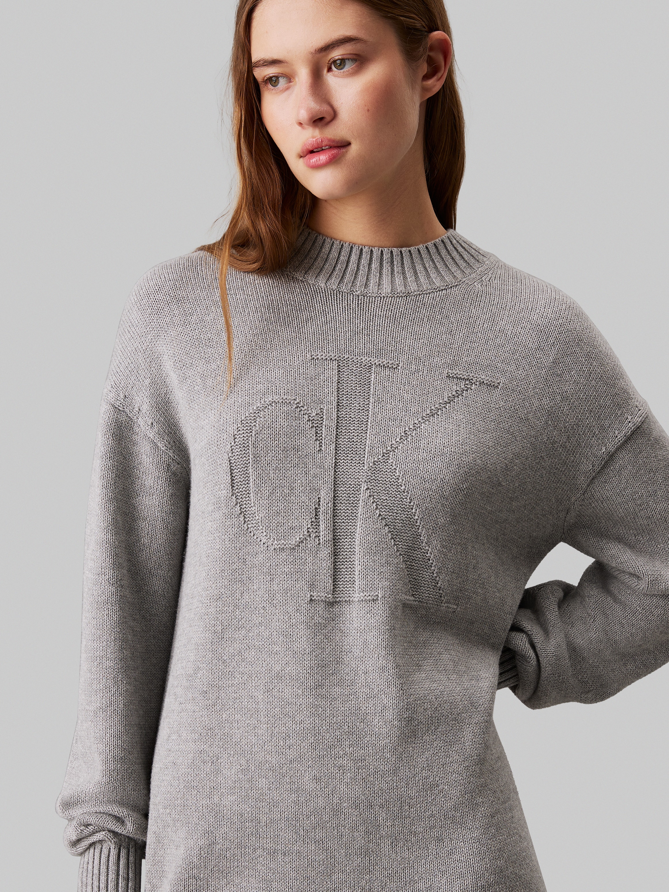 Calvin Klein Jeans Sweatkleid »CK INTARSIA LOOSE SWEATER DRESS«, mit Logostickerei