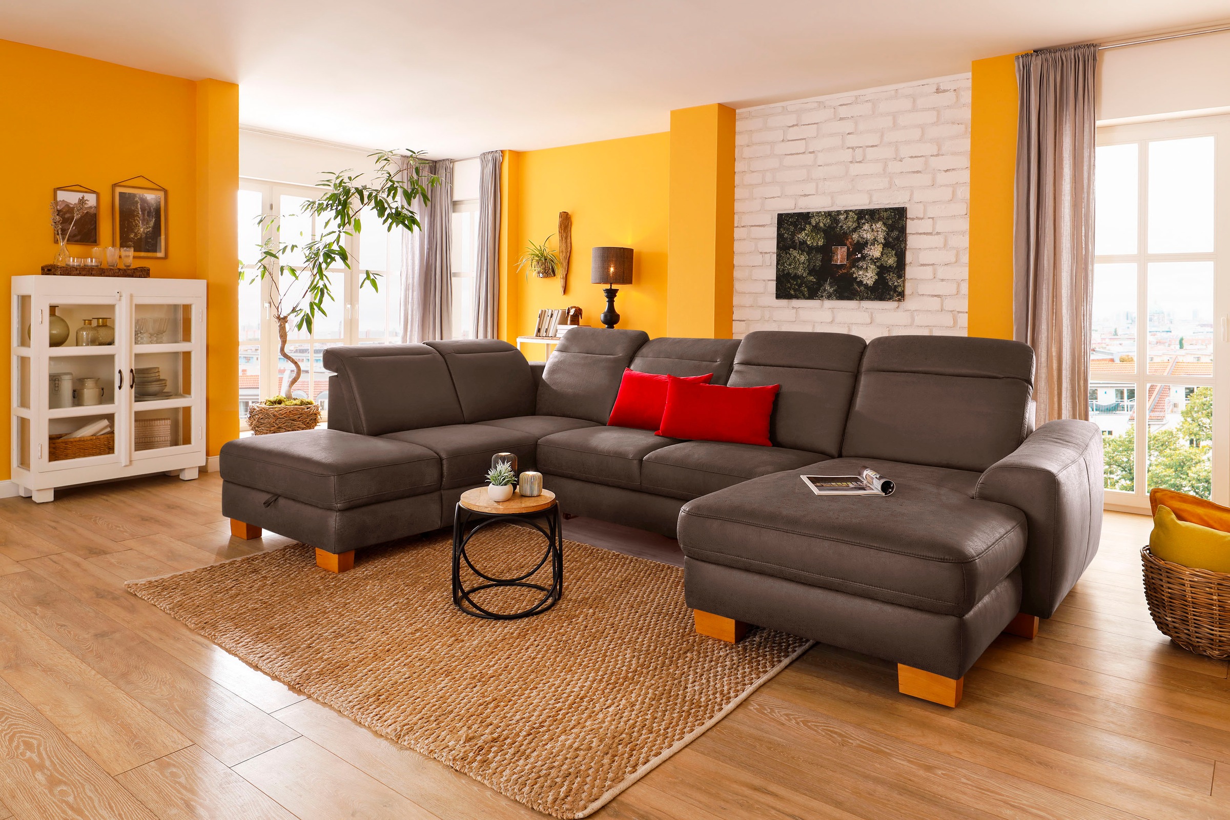 Home affaire Wohnlandschaft »Dundee U-Form« wahlweise mit Kopfteilverstellu günstig online kaufen