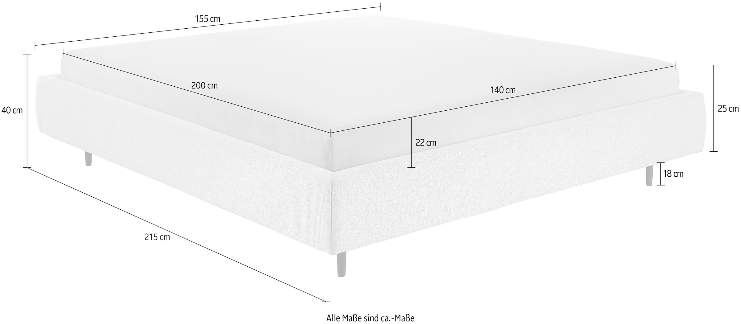 Home affaire Polsterbett »Lumira, rahmenhohes Design & wahweise Überlänge« inkl. 7-fache Einlegetiefenverstellung & saugroboterfreundliche Höhe