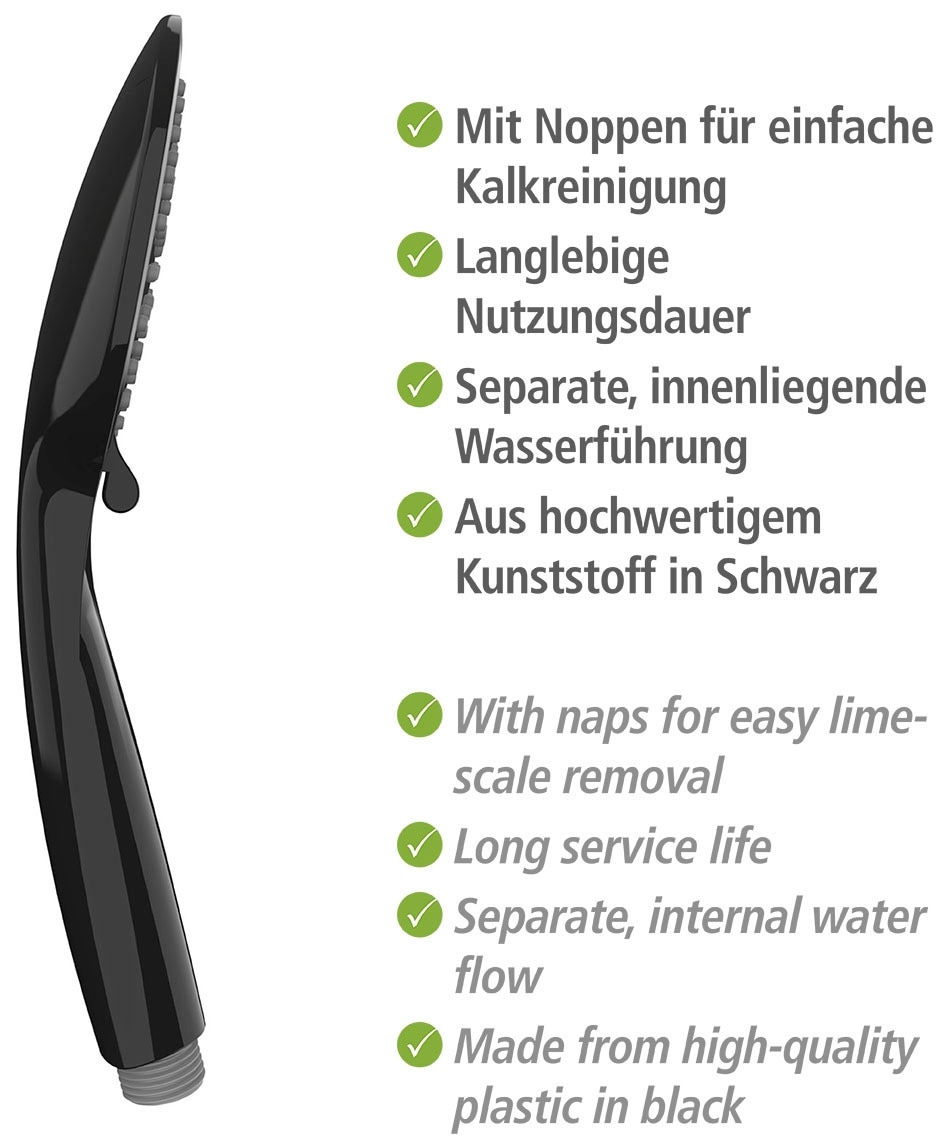 WENKO Handbrause »Young«, (1 tlg.), Schwarz, Ø 11 cm