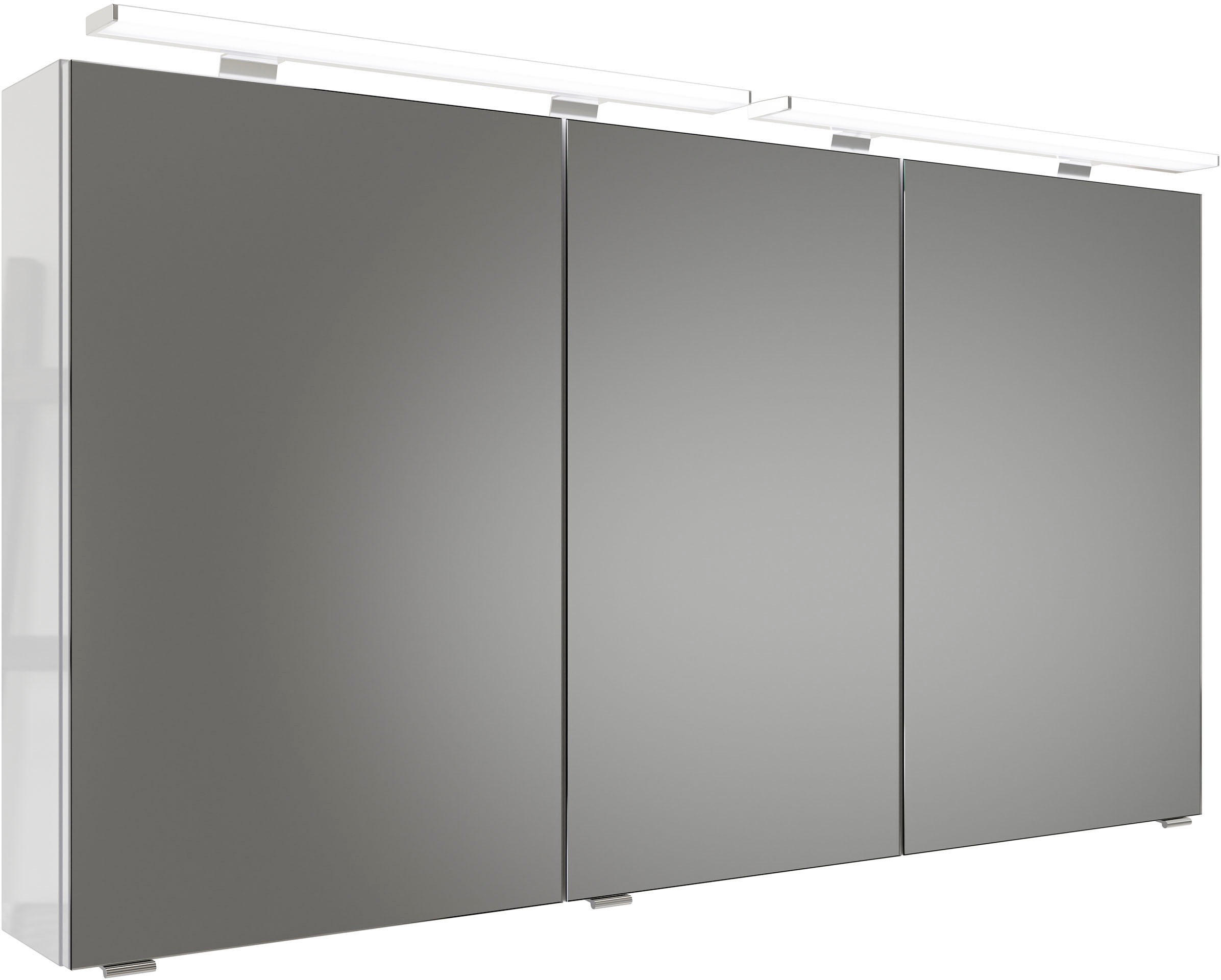 Saphir Badmöbel-Set »Serie 6025 2-teilig Mineralmarmor-Waschtisch mit LED-Spiegelschrank«, (2 St.), Waschplatz 132cm breit, 4 Schubladen, 2 Spiegel-Türen, inkl Türdämpfer