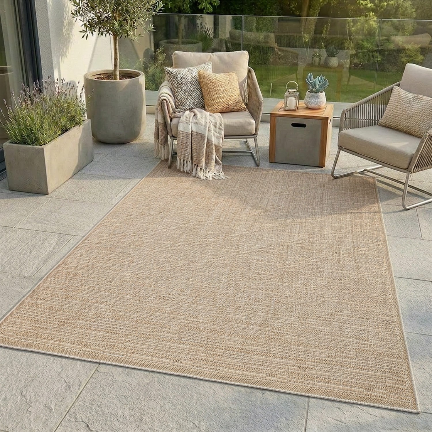 Carpet City Outdoorteppich »Flachgewebe in Sisal-Optik, Wetterfest & UV-beständig« rechteckig 0,5 mm Höhe Witterungsbeständig für Balkon, Terrasse, Garten