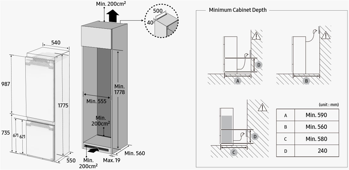 Samsung Einbaukühlgefrierkombination BRB8OF »BRB80F26BDFO«, Twin Cooling Plusᵀᴹ ‑ Verlängert Frische und Geschmack