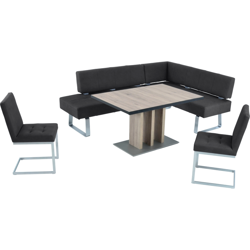 K+W KOMFORT & WOHNEN Eckbankgruppe »Spider II« Set, 4 Stk. tlg. langer Schenkel 227cm, 2 Freischwinger, Auszugstisch in Breite 130 cm black81 +