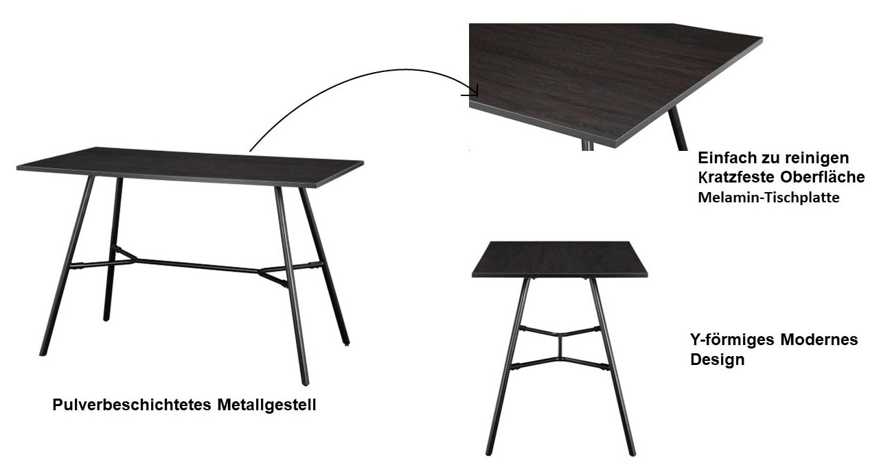 INOSIGN Esstisch »Cannington«, (Tisch, Küchentisch, Auszugstisch, TOPSELLER!), Metall Gestell, Tischplatte aus MDF