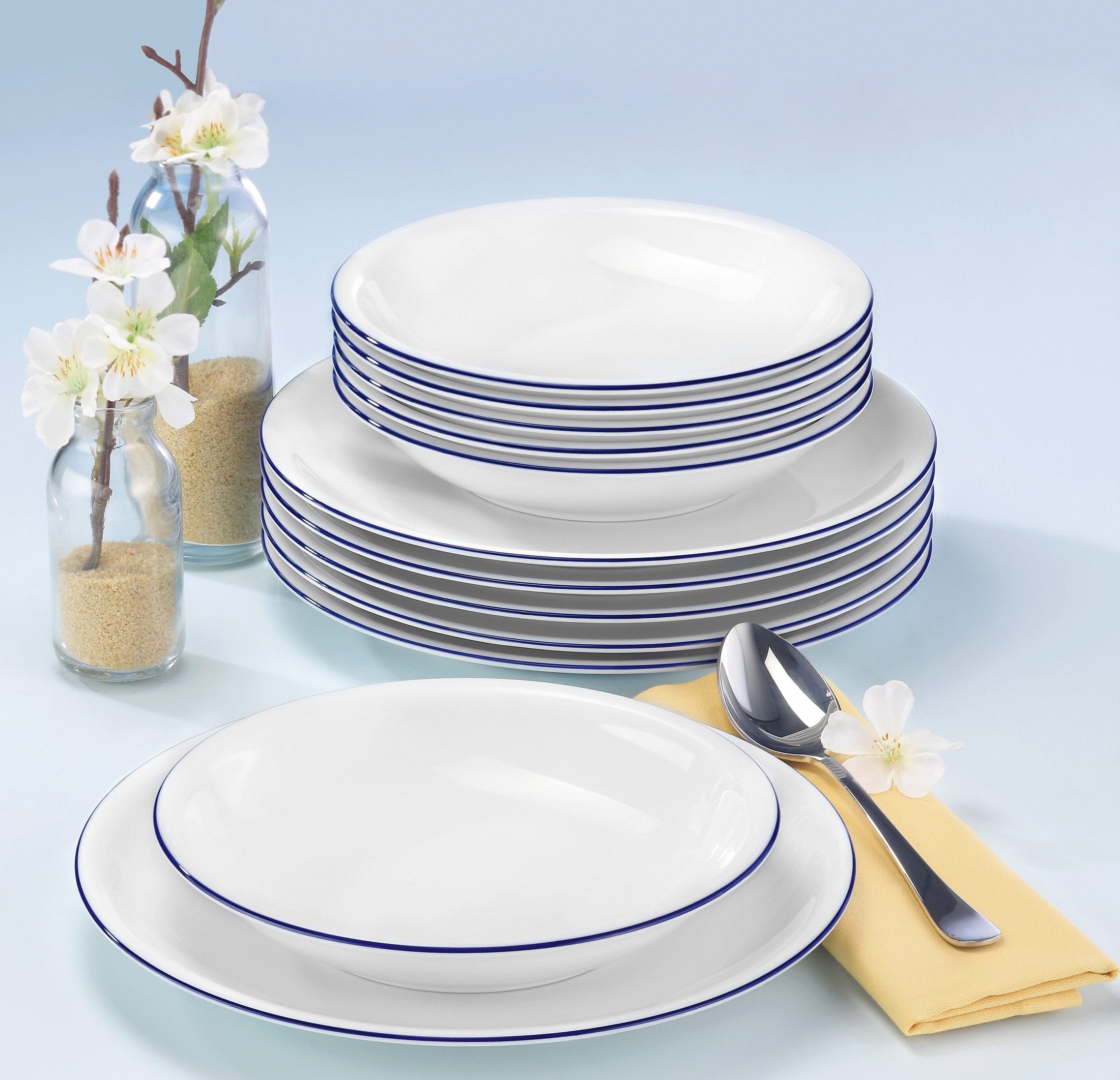 Seltmann Weiden Tafelservice »Geschirr-Set, Compact Blaurand, 12 Teile« Ges günstig online kaufen