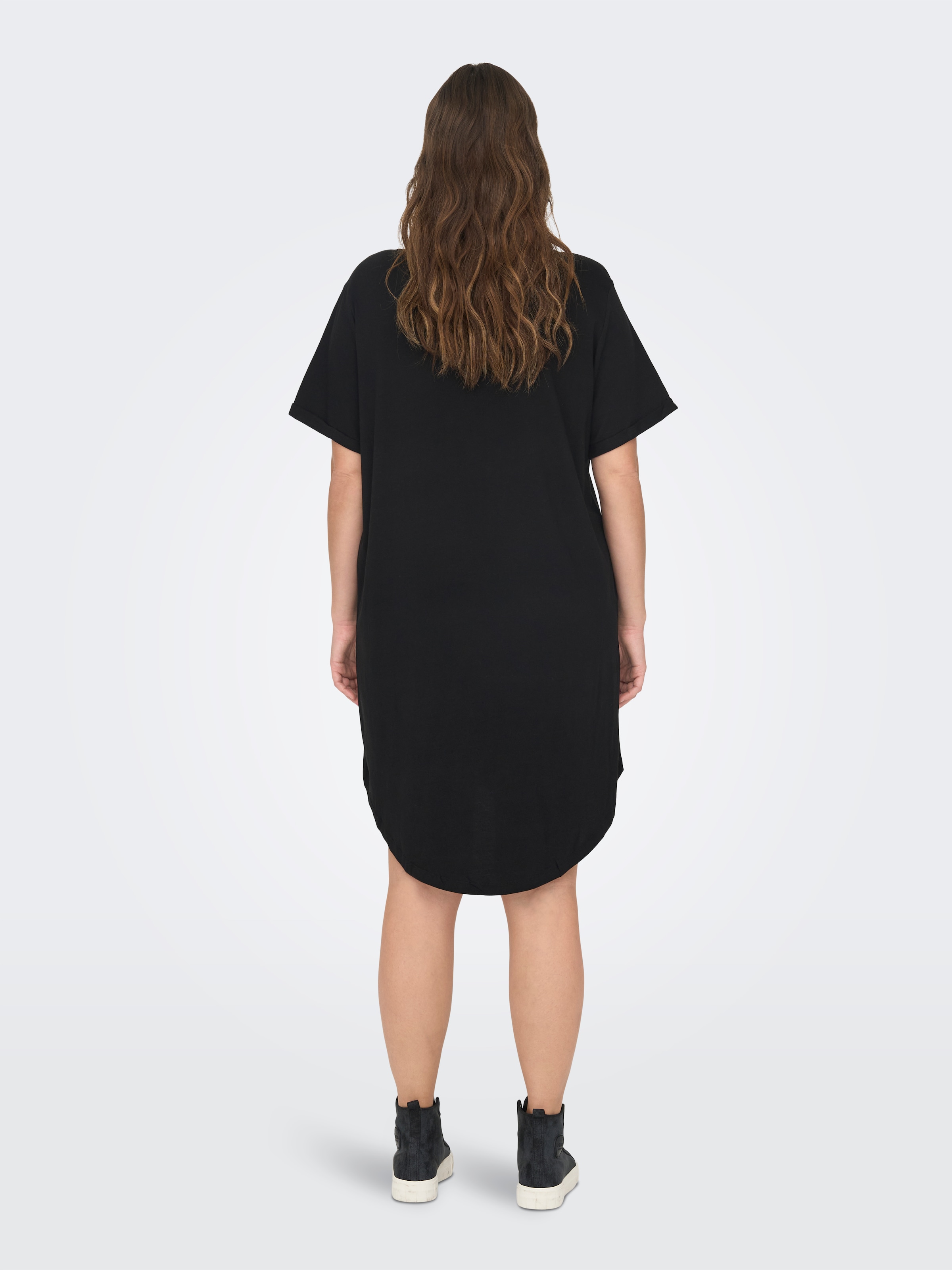 ONLY CARMAKOMA Minikleid »CARMAY LIFE S/S DRESS JRS«, mit überschnittenen Schultern und abgerundetem Saum