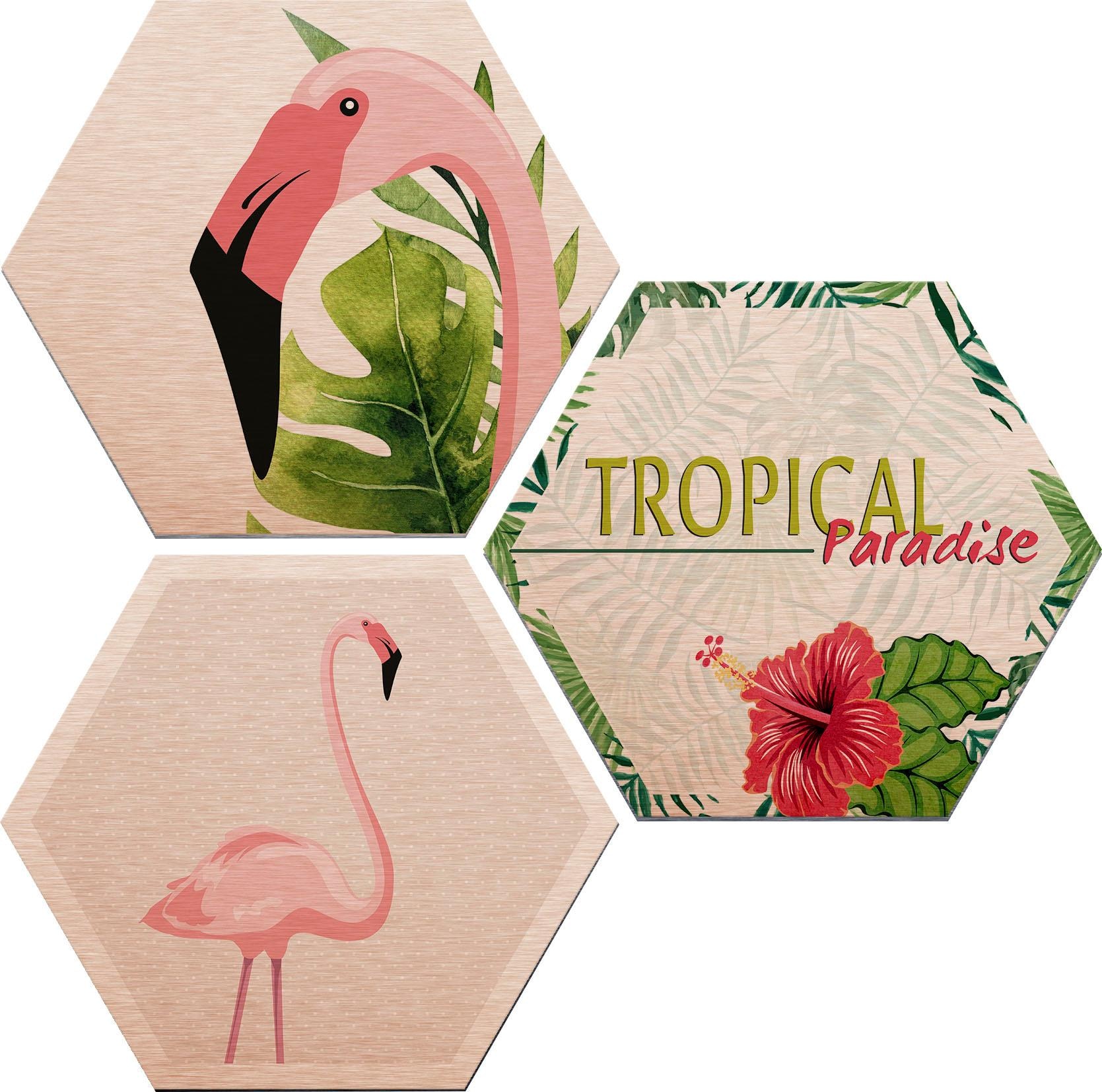 Wall-Art Metallbild »Flamingo 03«, (Set), Metallposter Collage günstig online kaufen