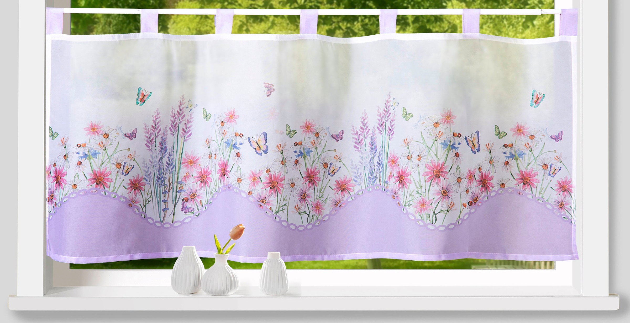 Weckbrodt Scheibengardine »Leonie« Schlaufen 1 Stk. tlg. Bistro, Voile, bed günstig online kaufen