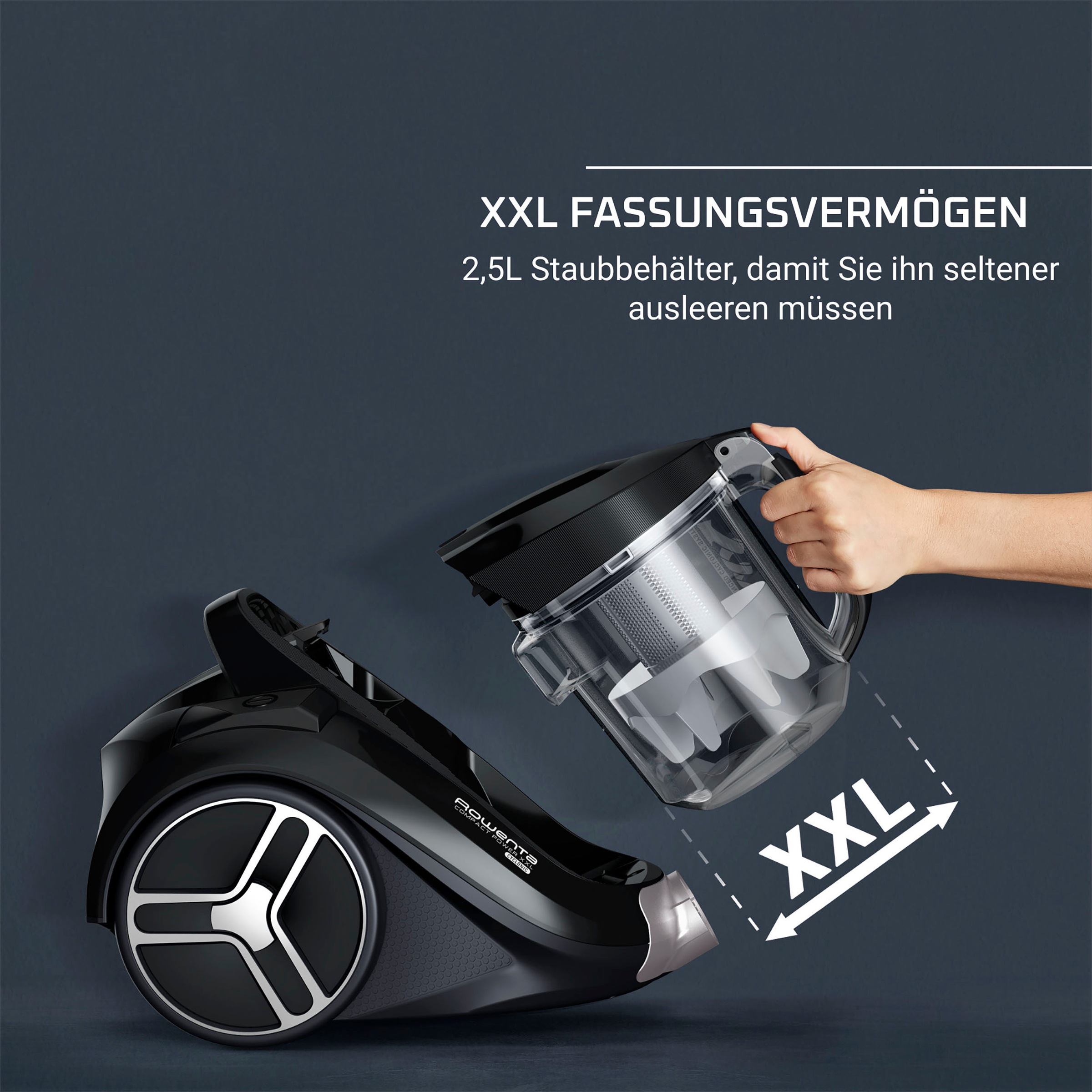 Rowenta Bodenstaubsauger »RO4B11 Compact Power XXL«, 900 W, beutellos, hohe Saugleistung, leicht & kompakt, Staubbehältervolumen 2,5 Liter