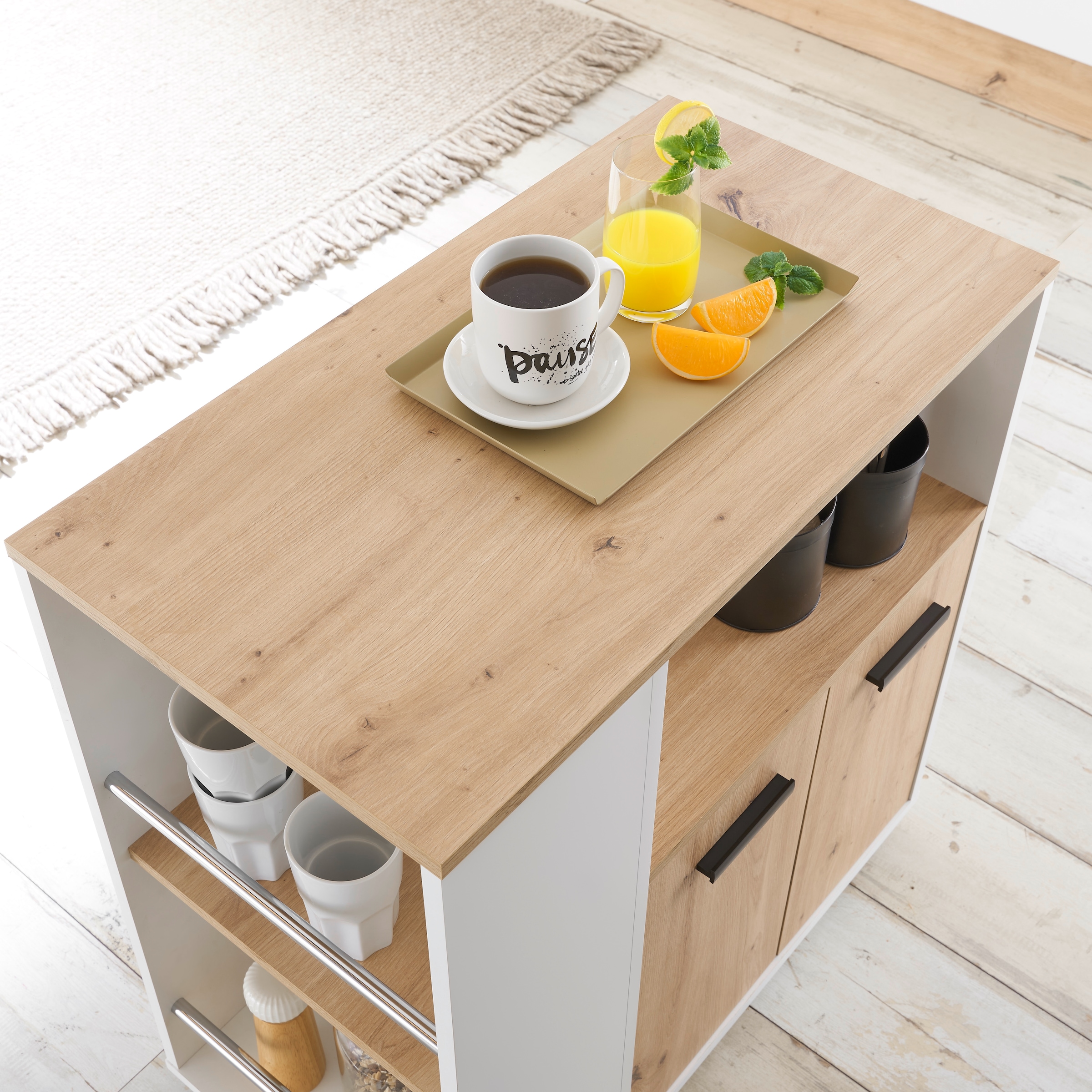 BASIC by Balculina Küchenwagen »Bartender,Rollwagen,Küchenwagen,Servierwagen« 1 Stk. tlg. Breite 75 cm, auf 4 Rollen, diverse Ablagen