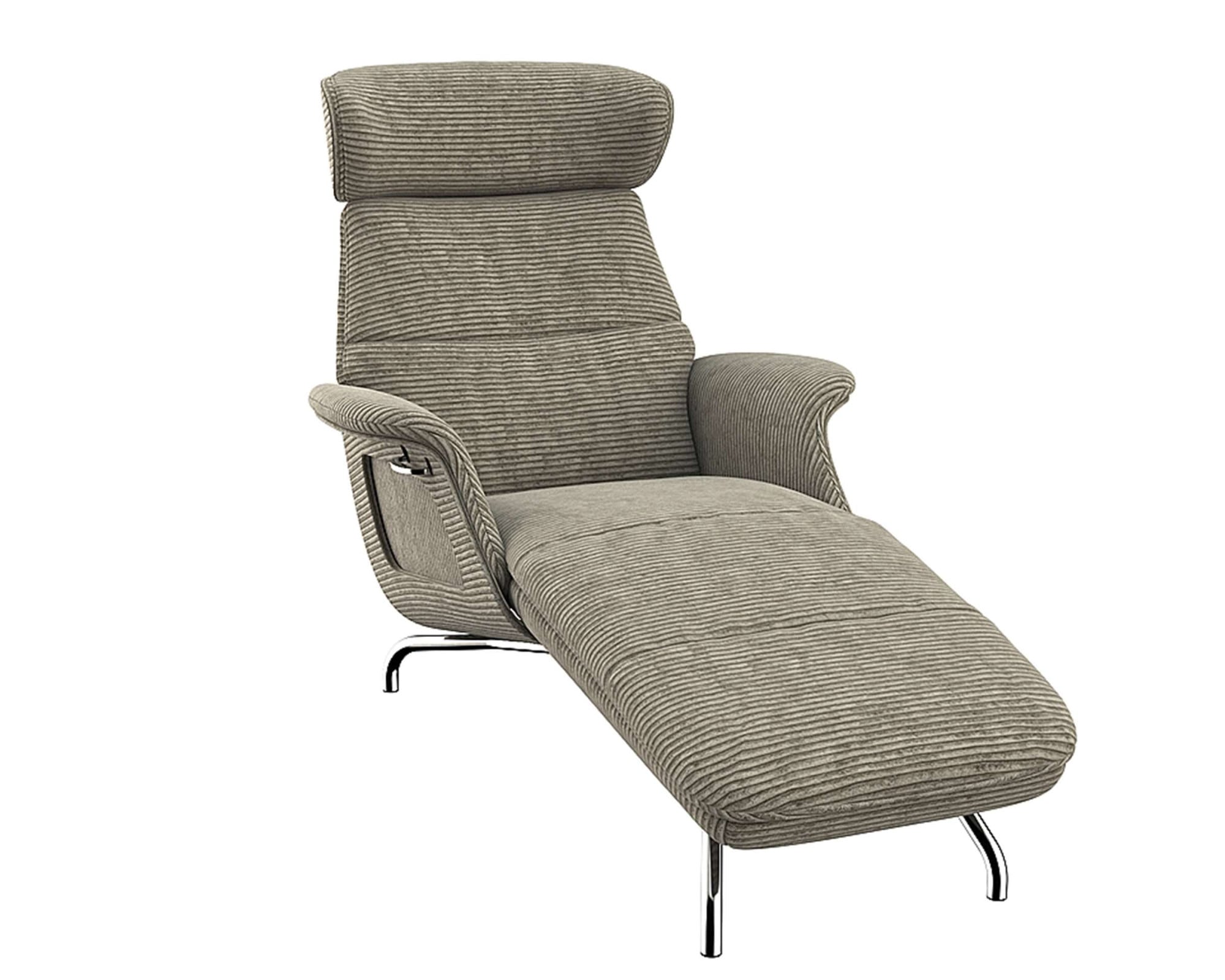 FLEXLUX Loungesessel »Clement Chaislongue, Relaxstuhl, Liegesessel,«, Rücken- & Kopfteilverstellung, Armlehne, Walnuss, Fuß Alu