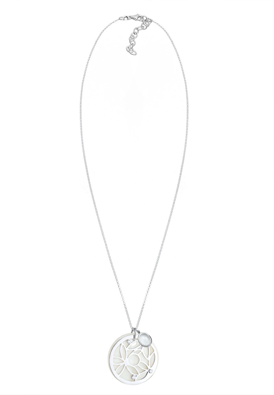 Elli Kette mit Anhänger »Ornament Perlmutt Edelsteine 925 Sterling Silber«