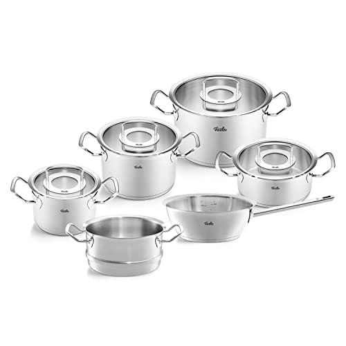 Fissler Topf-Set »Original-Profi Collection®«, Edelstahl 18/10, (Set, 6 tlg., Kochtopf 16/20/24 + Bratentopf 20 + Sauteuse 20 + Dämpfeinsatz 20cm), Made in Germany
