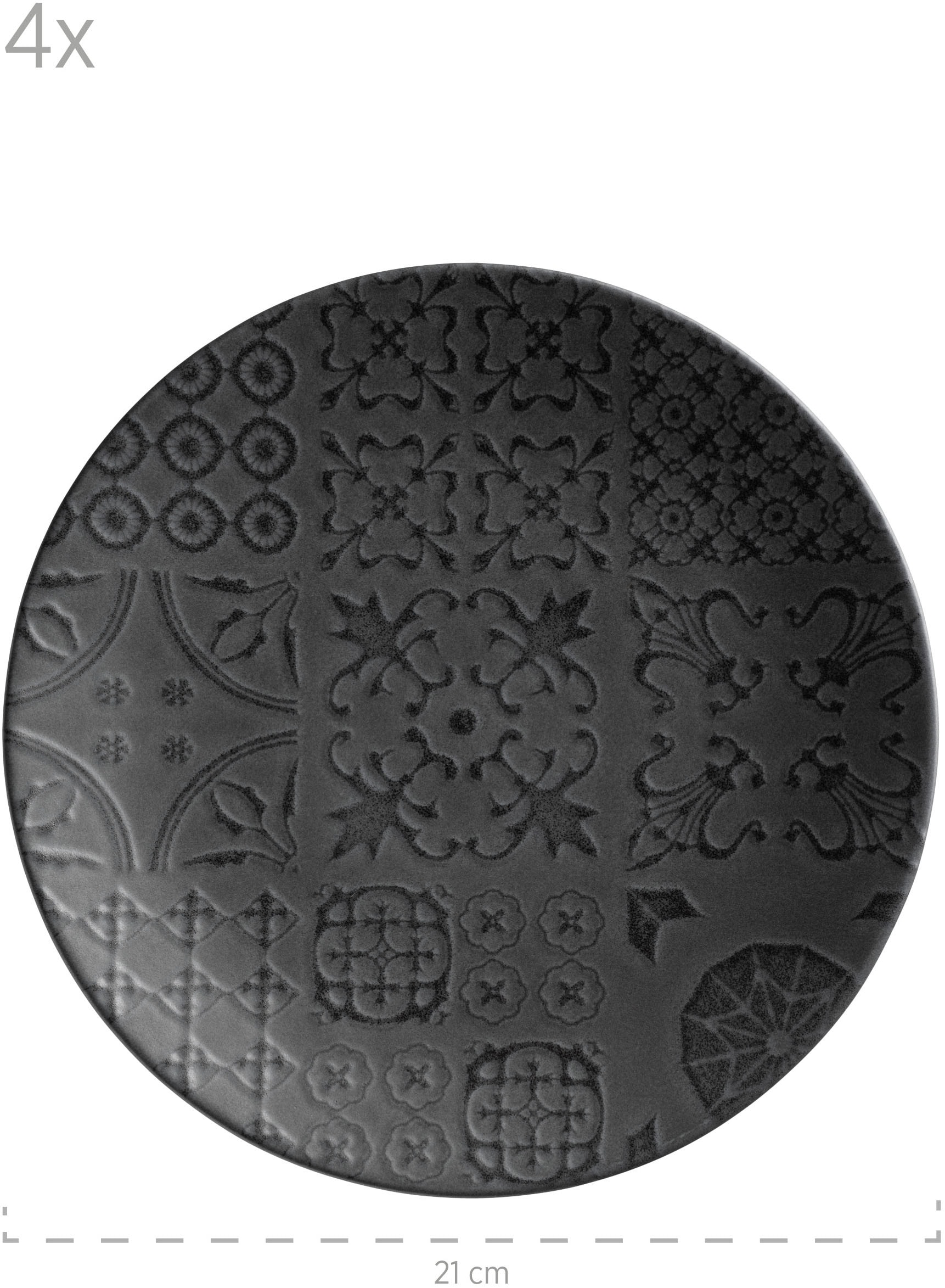 MÄSER Tafelservice »TRAD. TILES SCHWARZ, Geschirr Set, Steinzeug«