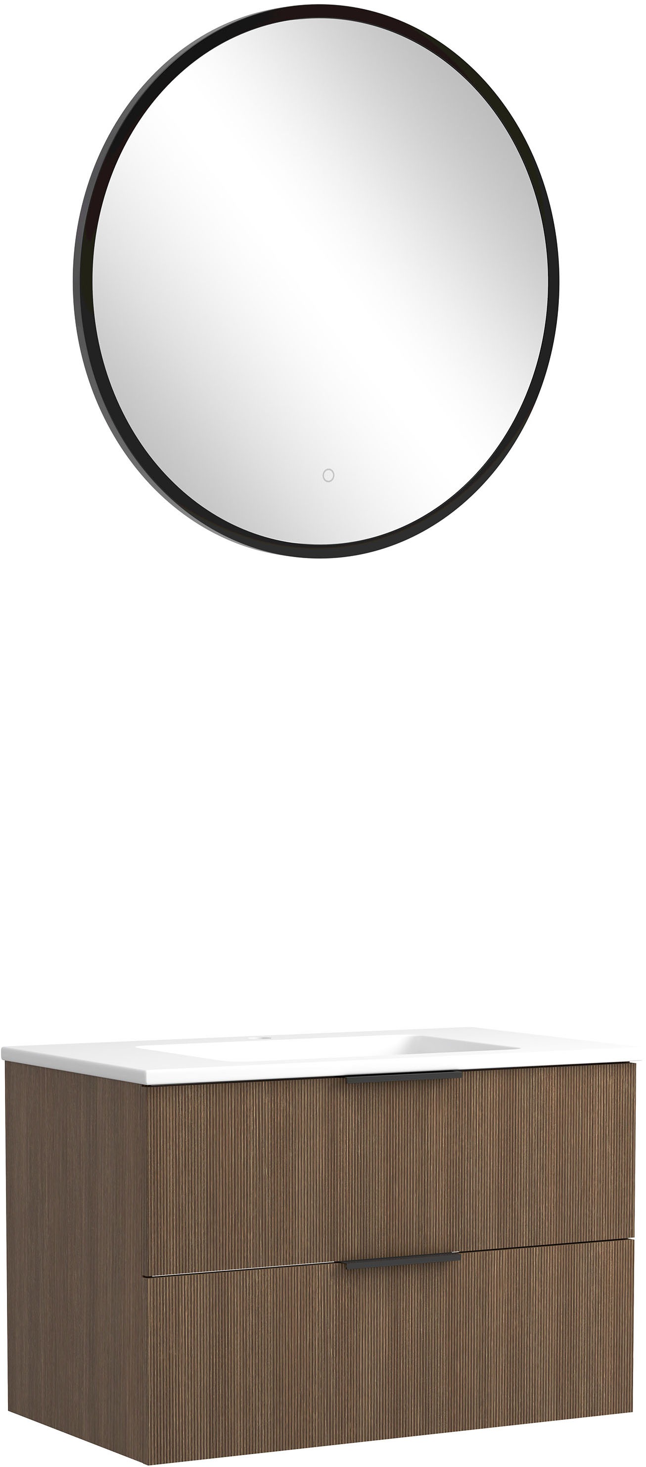 welltime Badmöbel-Set »Welltime, York Waschtisch-Set 80 cm, weißes oder schwarzes Becken«