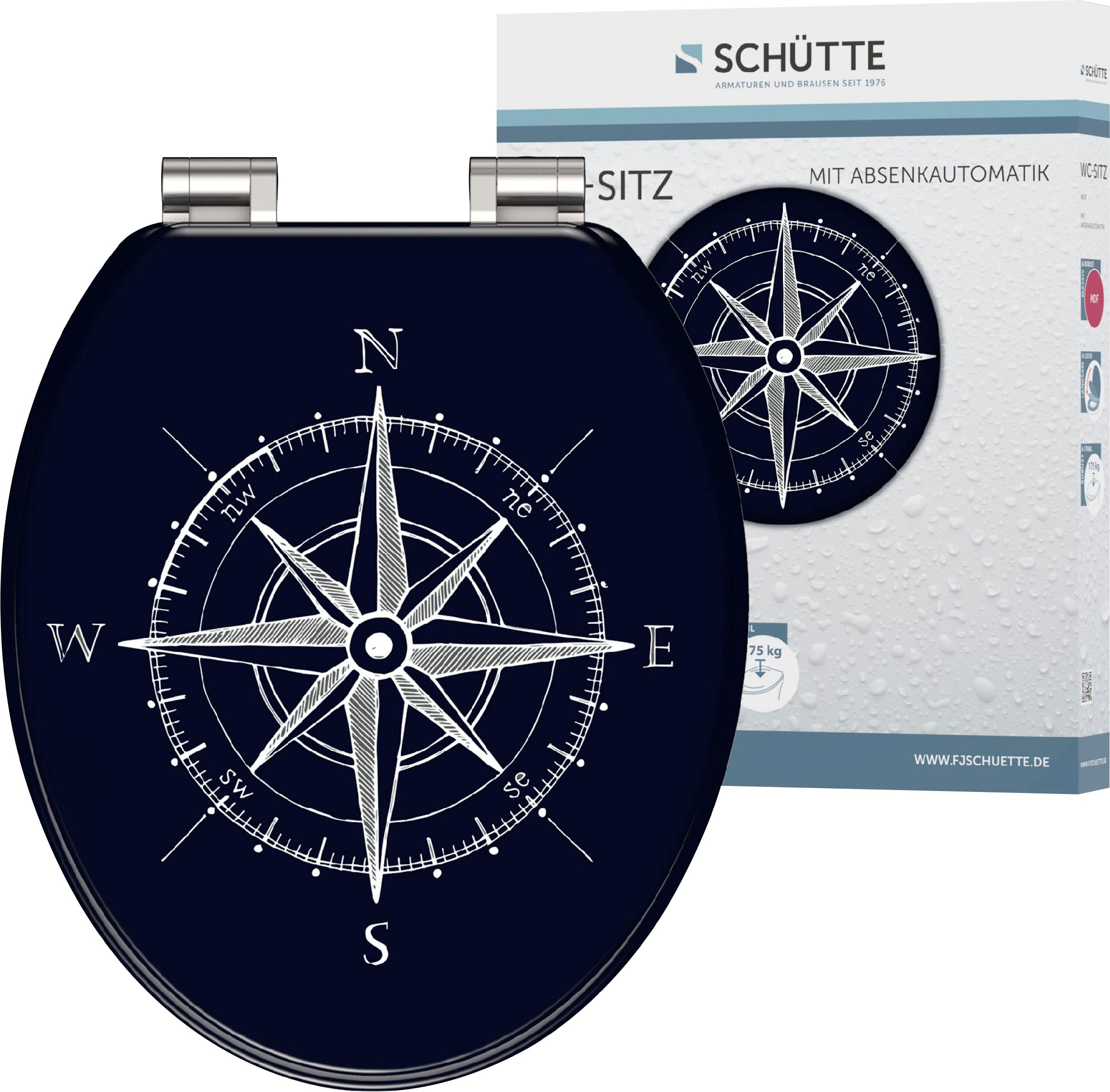 SCHÜTTE WC-Sitz »Compass« mit Absenkautomatik und Holzkern schwarz