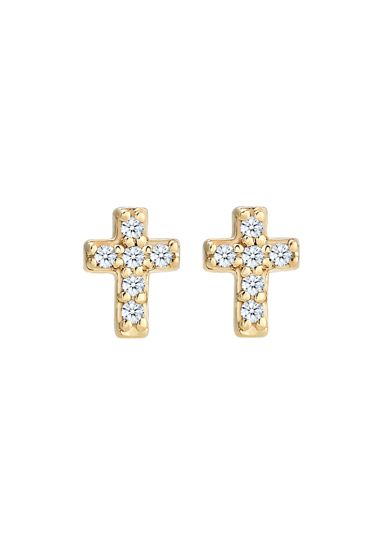 Elli DIAMONDS Paar Ohrstecker »Ohrstecker Kreuz Diamant (0.06ct) 585 Gelbgold«