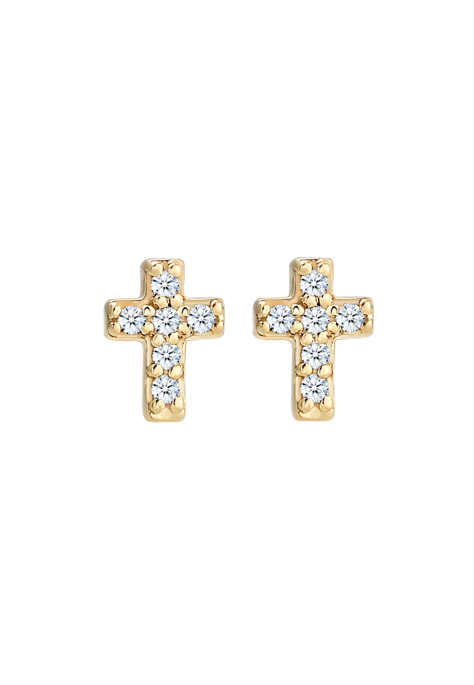 Elli DIAMONDS Paar Ohrstecker »Kreuz Religion Diamant (0.06 ct) 585er Gelbgold«