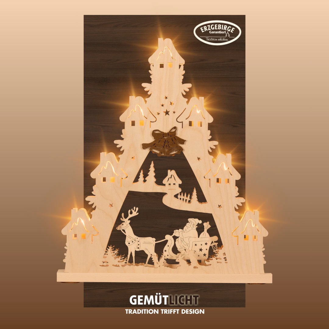 Weigla Schwibbogen »Weihnachtsmann auf Schlitten, Lichterspitze aus Holz NA günstig online kaufen