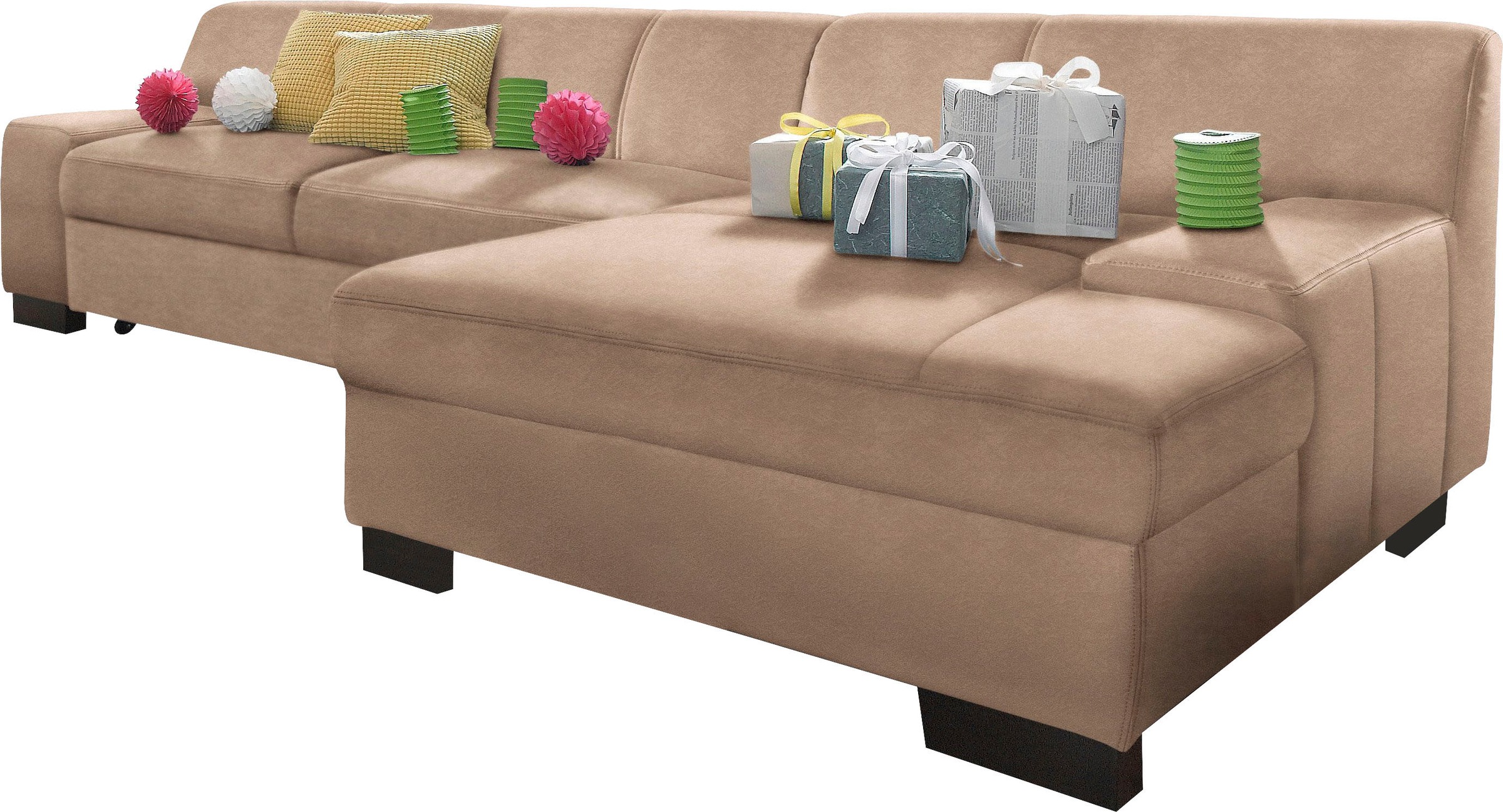 DOMO collection Ecksofa »Norma, elegant und modern, mit flachen Armlehnen, günstig online kaufen