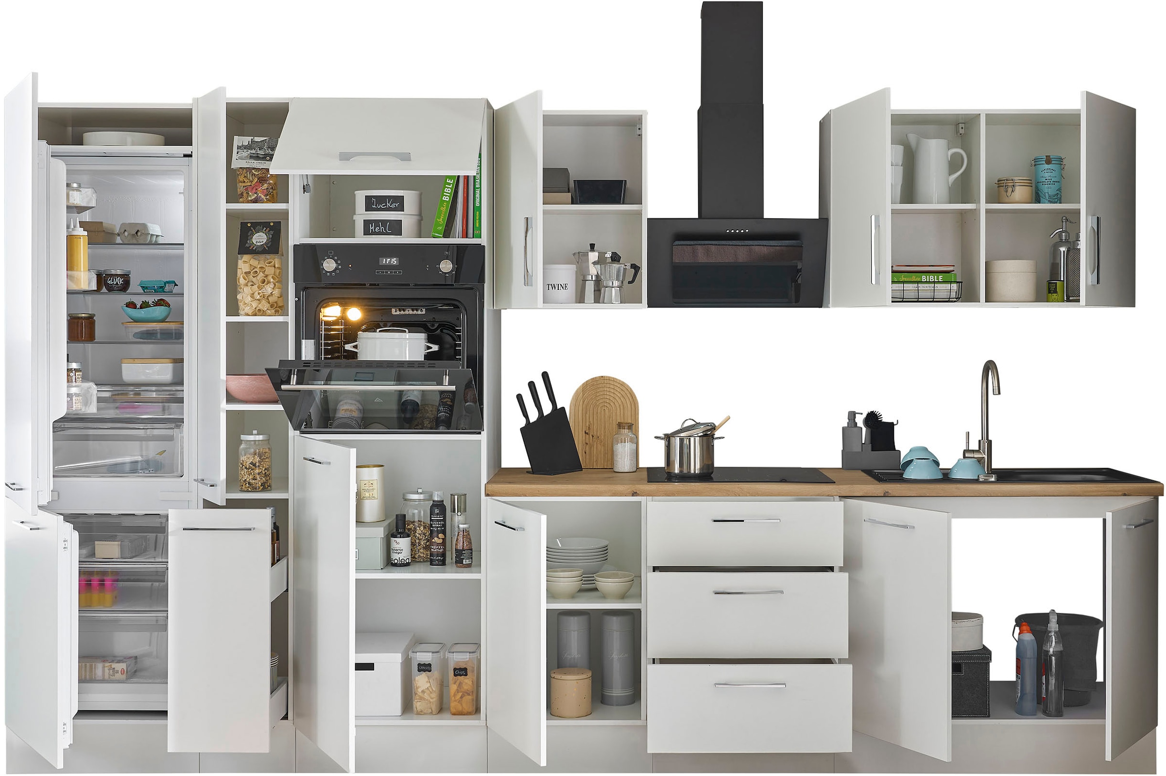BASIC by Balculina Küchenzeile »Turin«, Breite 360 cm, wahlweise mit E-Geräten