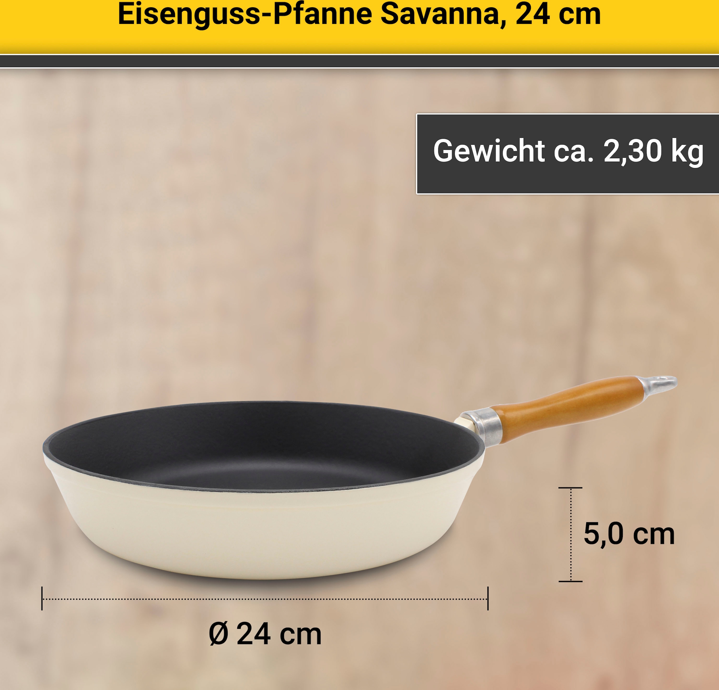 Krüger Bratpfanne »Einsenguss Pfanne SAVANNA«, Gusseisen, (1 tlg.), für Induktions-Kochfelder geeignet