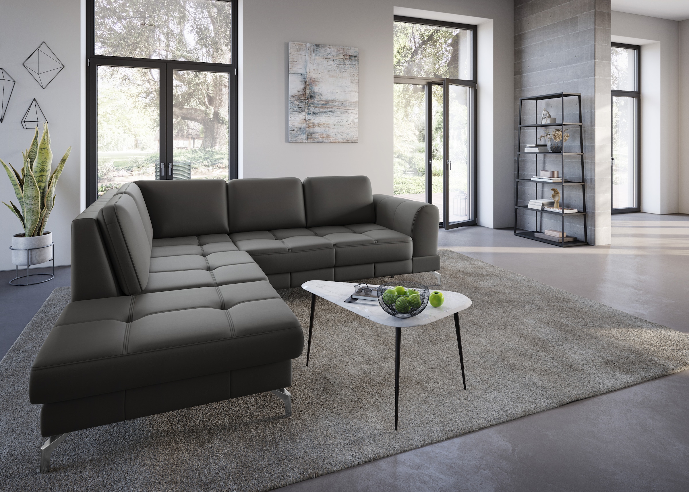 sit&more Ecksofa »Bendigo L-Form«, inklusive Sitztiefenverstellung, Bodenfreiheit 12 cm, in 2 Fußfarben