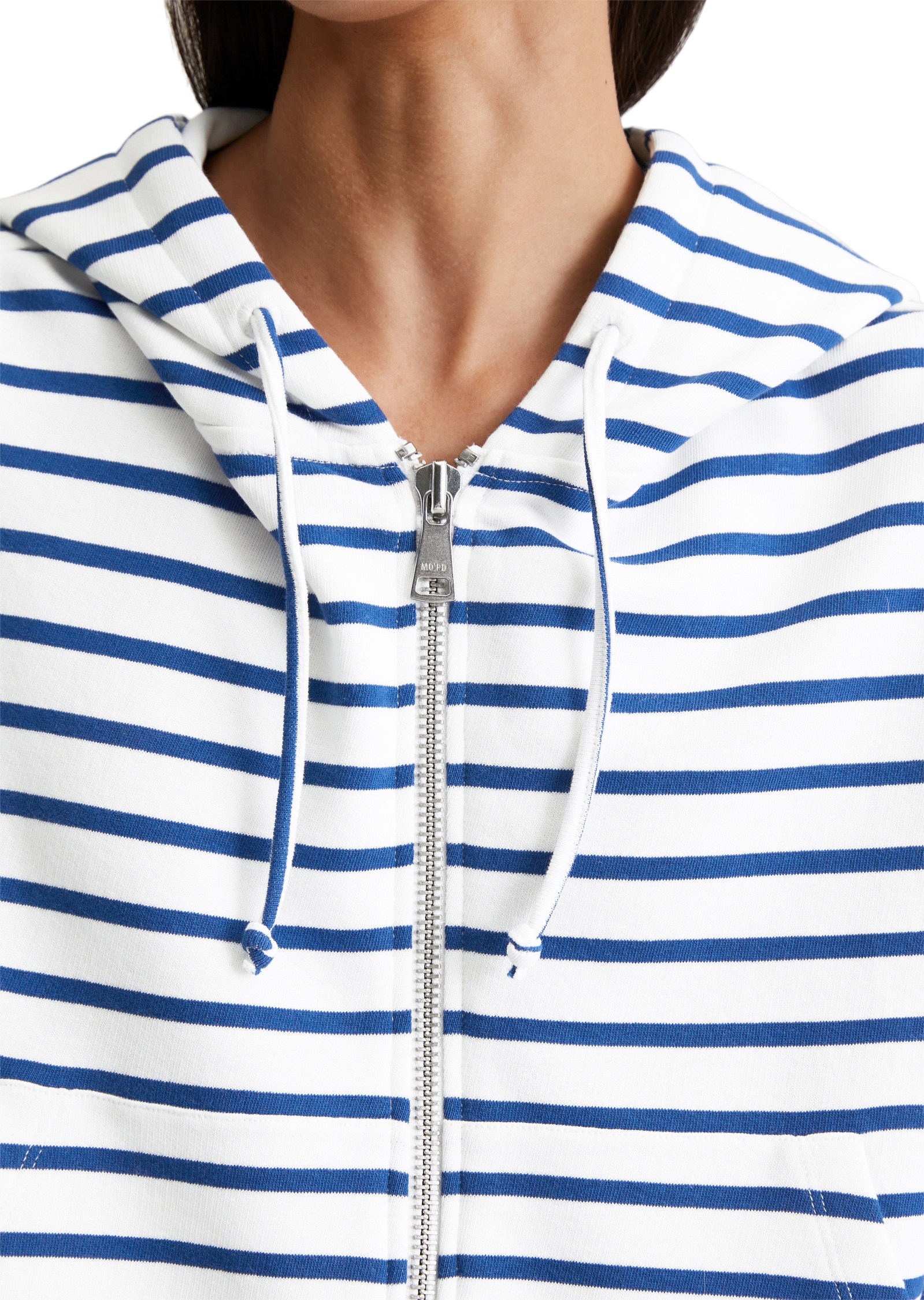 Marc O'Polo DENIM Kapuzensweatjacke, geringelt, relaxed fit, breite Bündchen