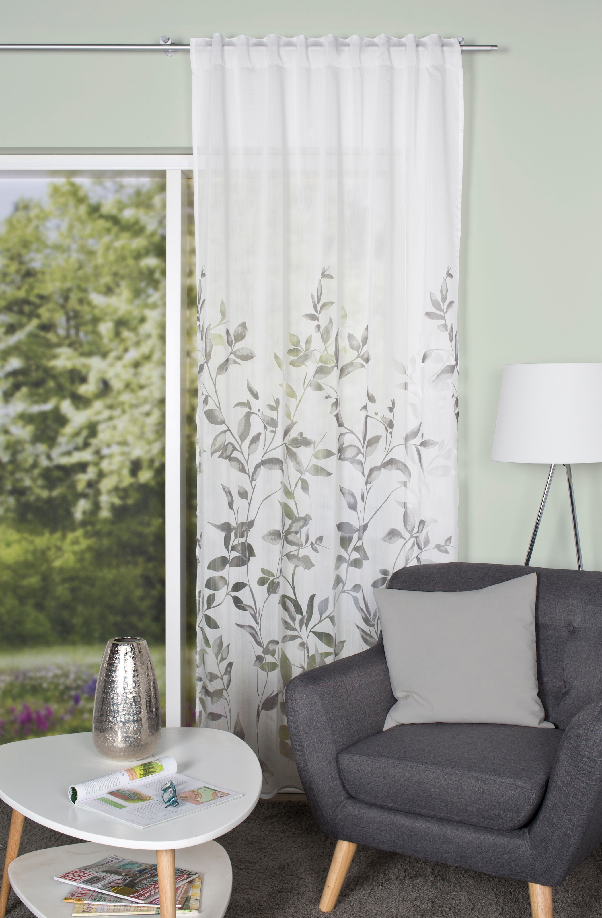Kutti Vorhang »Dandelion«, Gardine bedruckt im Ausbrenner, halbtransparent, St.), (1 %Sale Baumwolle-Polyester, jetzt
