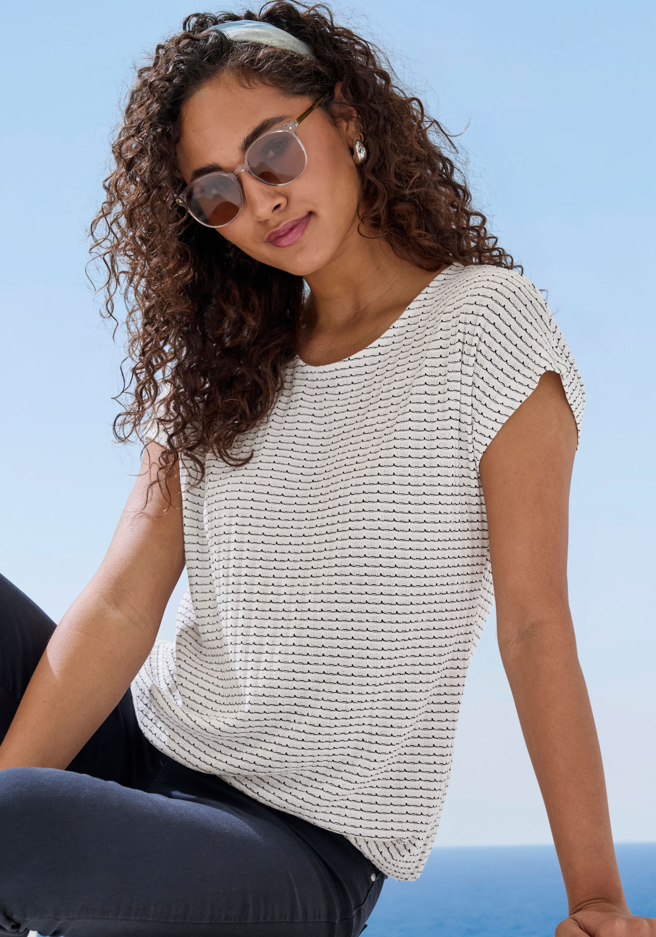 Vivance Kurzarmshirt »aus strukturierter Strickqualität« Set,  mit Gummizug im Bund