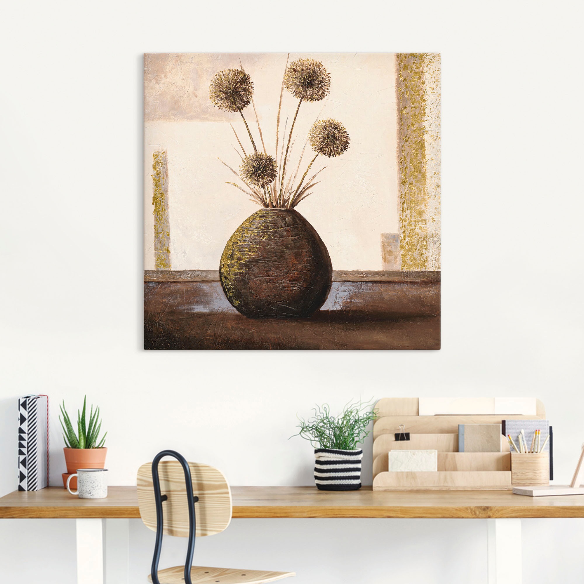 Artland Leinwandbild »Goldene Vasen II« Vasen & Töpfe 1 Stk. tlg. auf Keilr günstig online kaufen